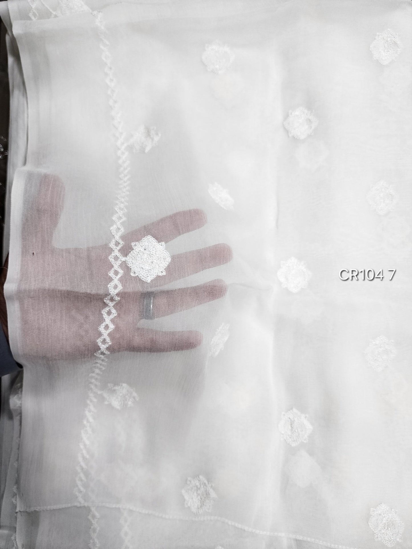 Crinkle Chiffon Dyeable Embroidered Dupatta