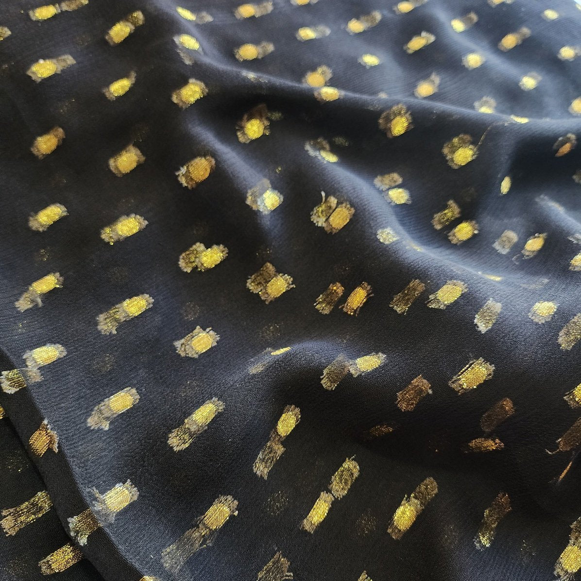Black Chiffon Dupatta Golden Bindi