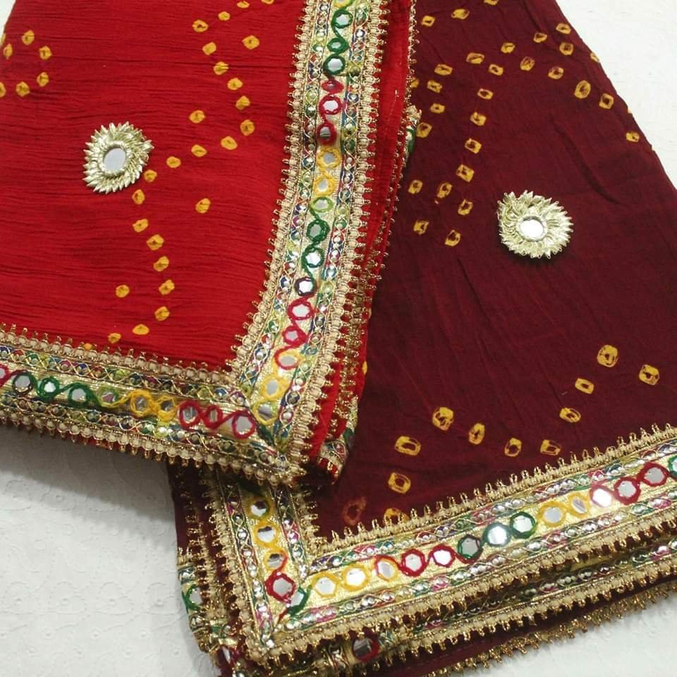 Cotton Chunri Embroidered Handmade Dupatta