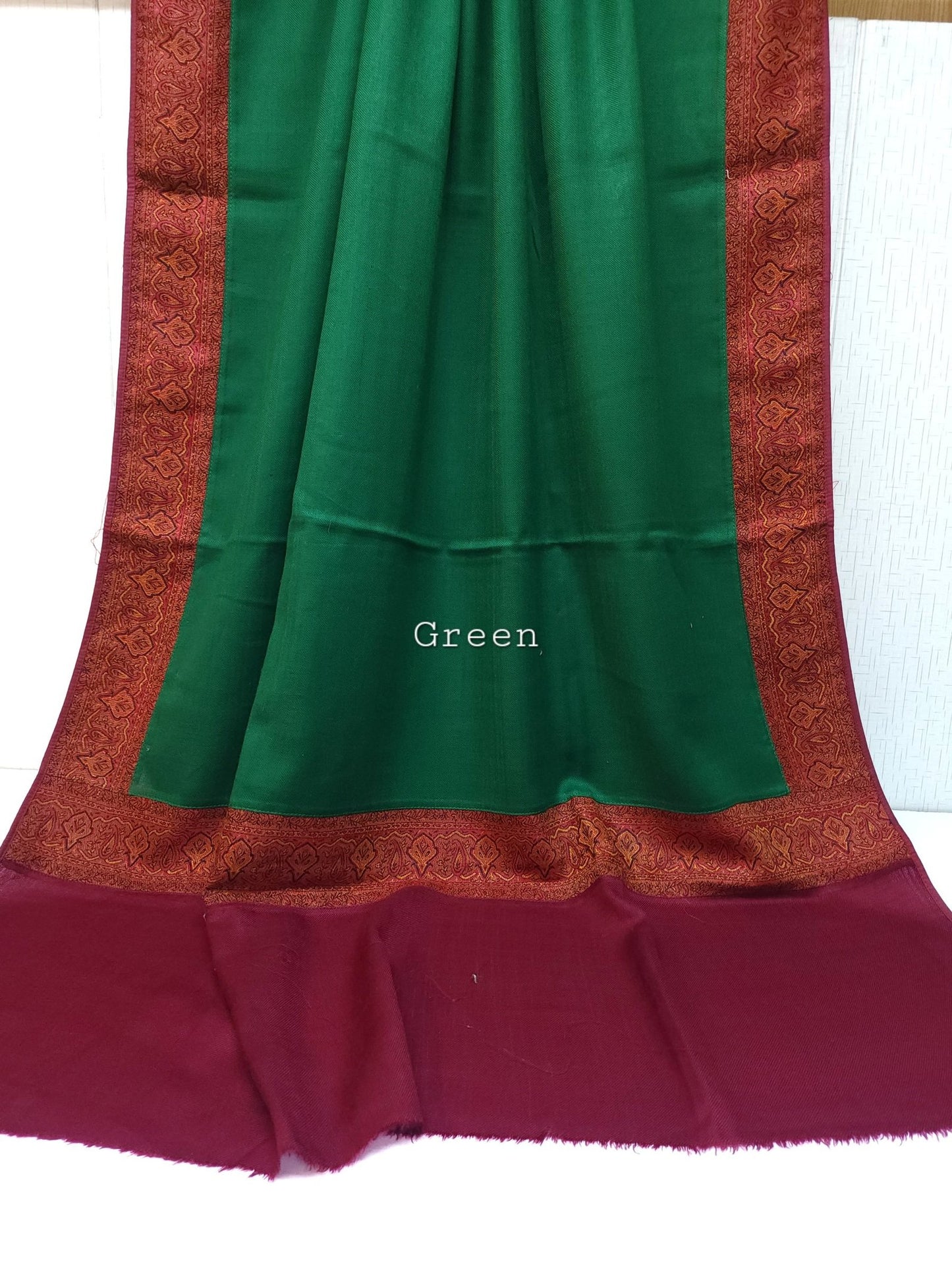 Kani Border Pashmina Shawl | Perfect Gift Item in Sale Price | Green