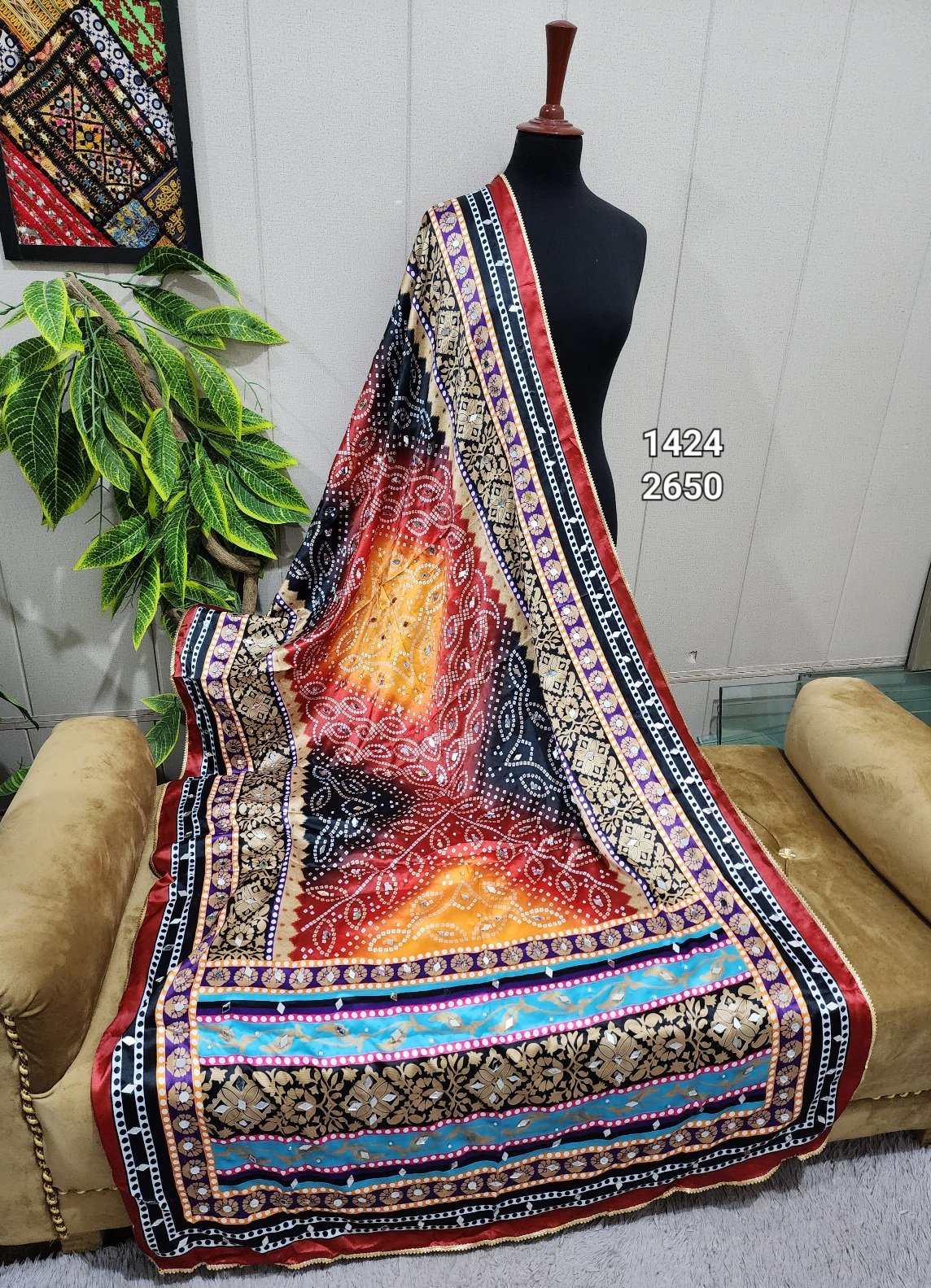 Mirror Work Silk Embroidered Fancy Dupatta Perfect Gift