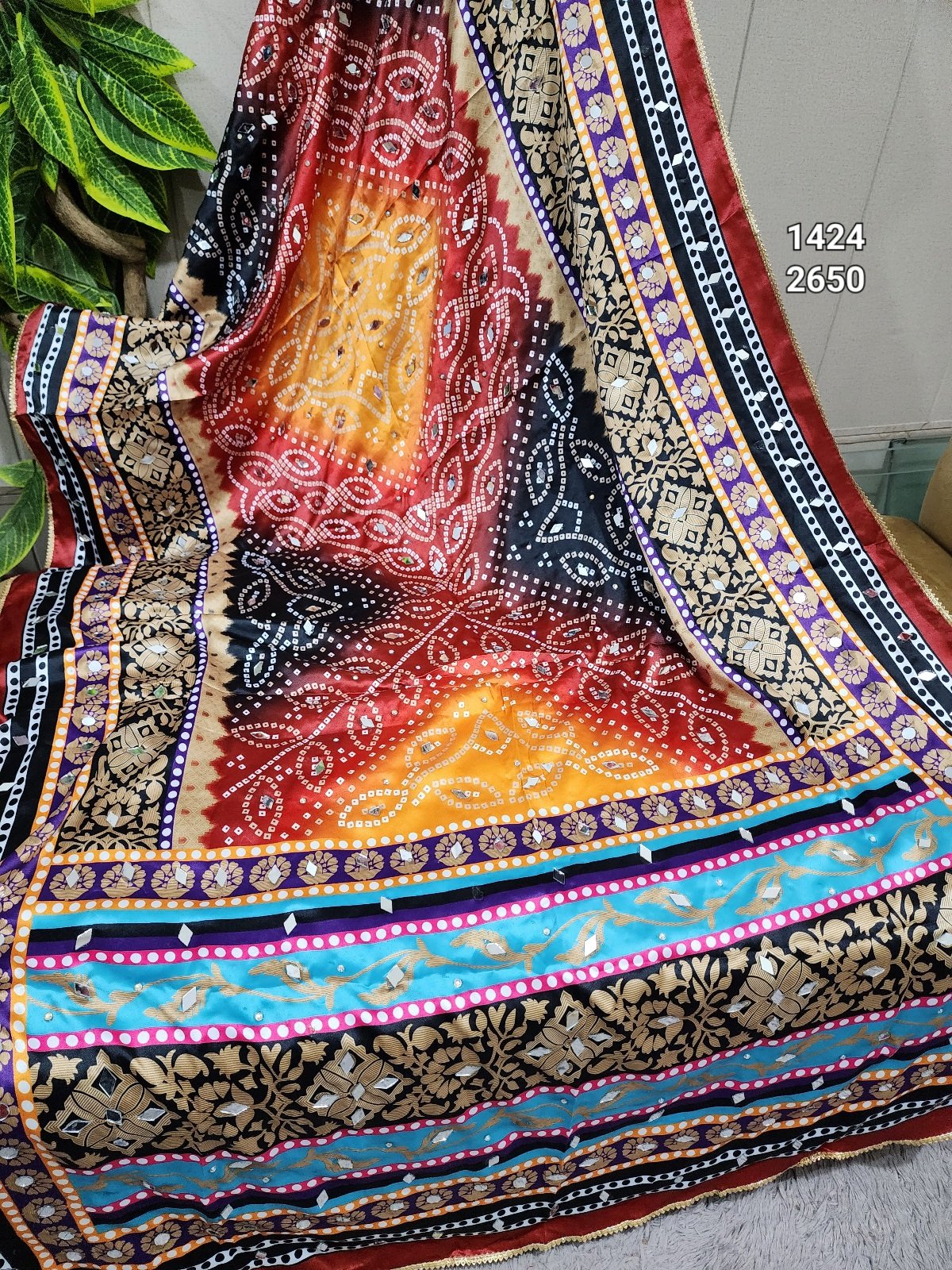 Mirror Work Silk Embroidered Fancy Dupatta Perfect Gift