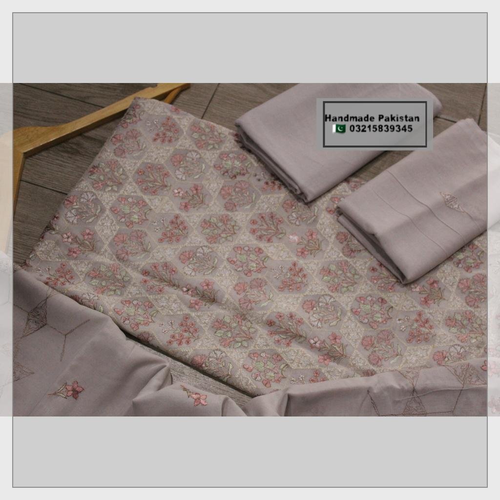 3 Piece Unstitched Suit - Pure Swiss Lawn