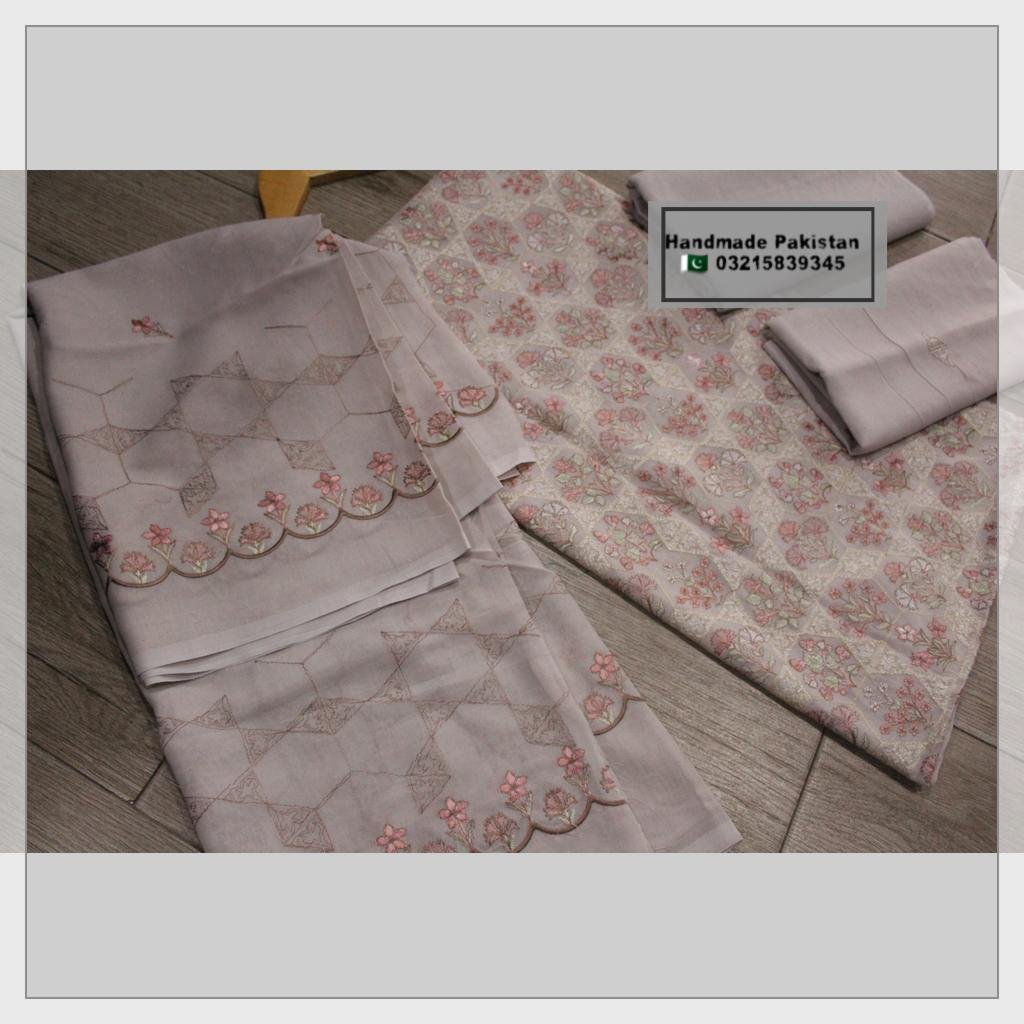 3 Piece Unstitched Suit - Pure Swiss Lawn