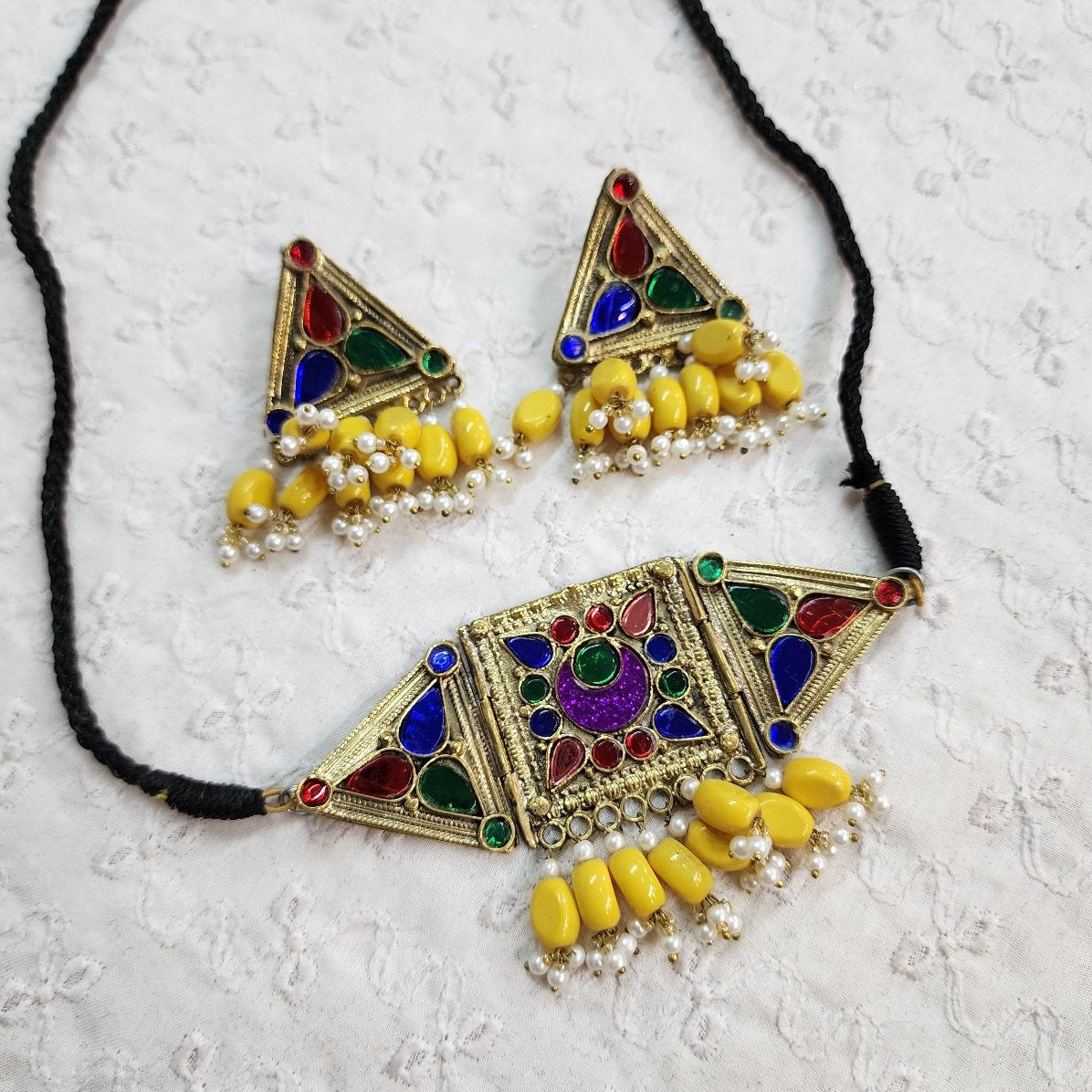 Afghani Jewelry Set Chokar and Earrings