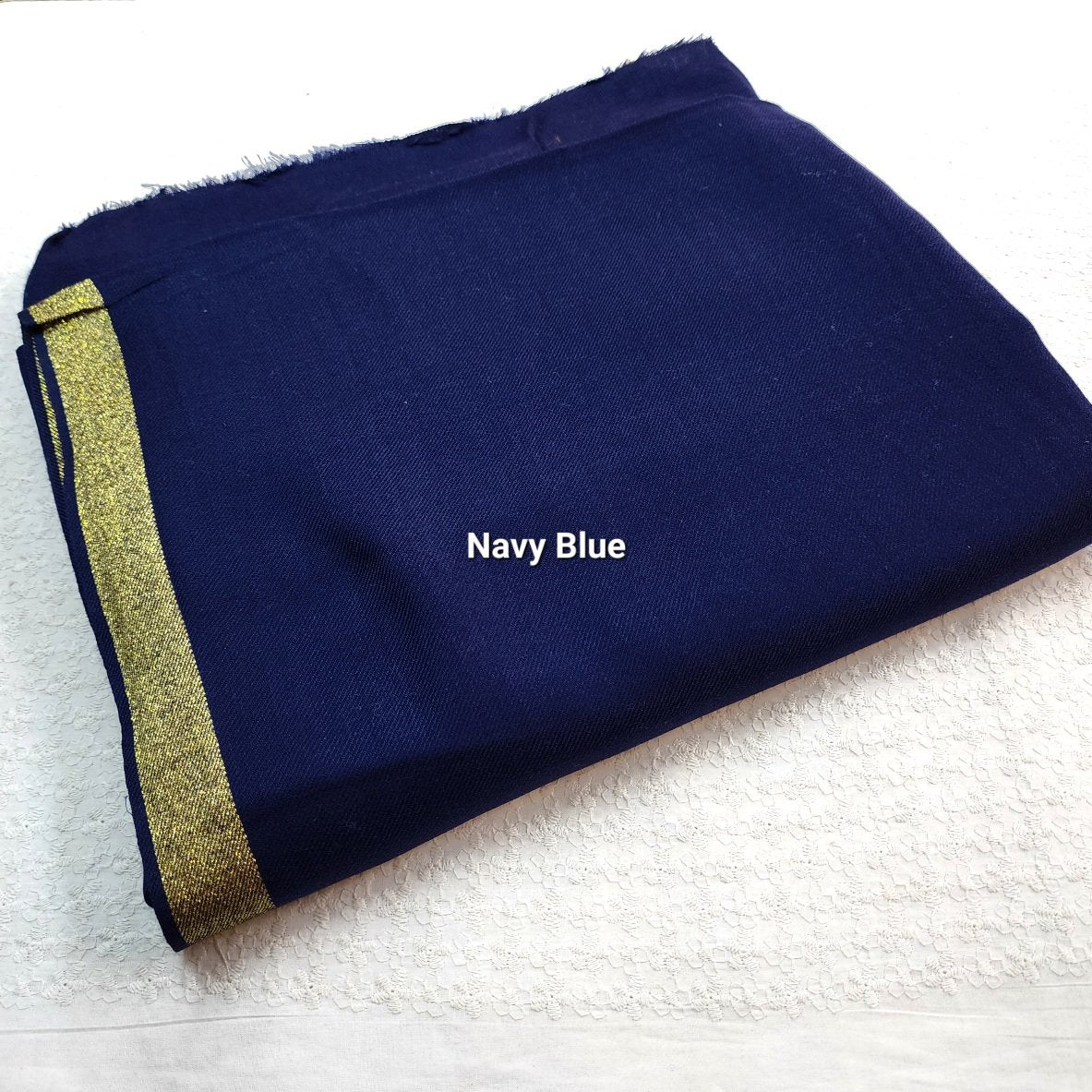 Navy Blue Pashmina Zari Border Shawl