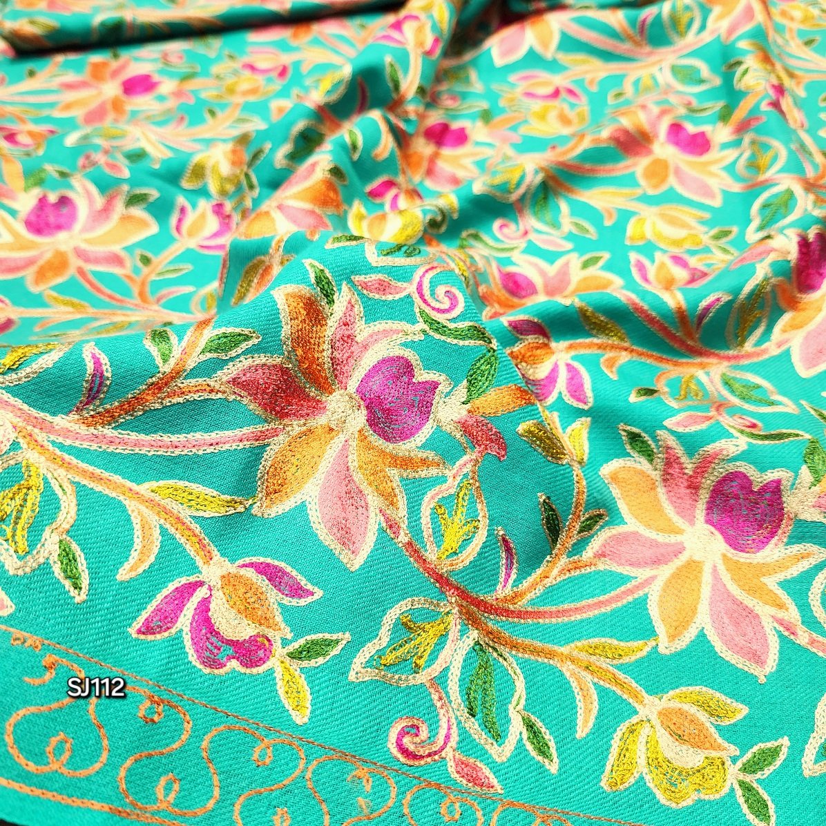 Gulabkar Pashmina Shawl Full Embroidered Kashmir Work Multi Embroidery Perfect Gift