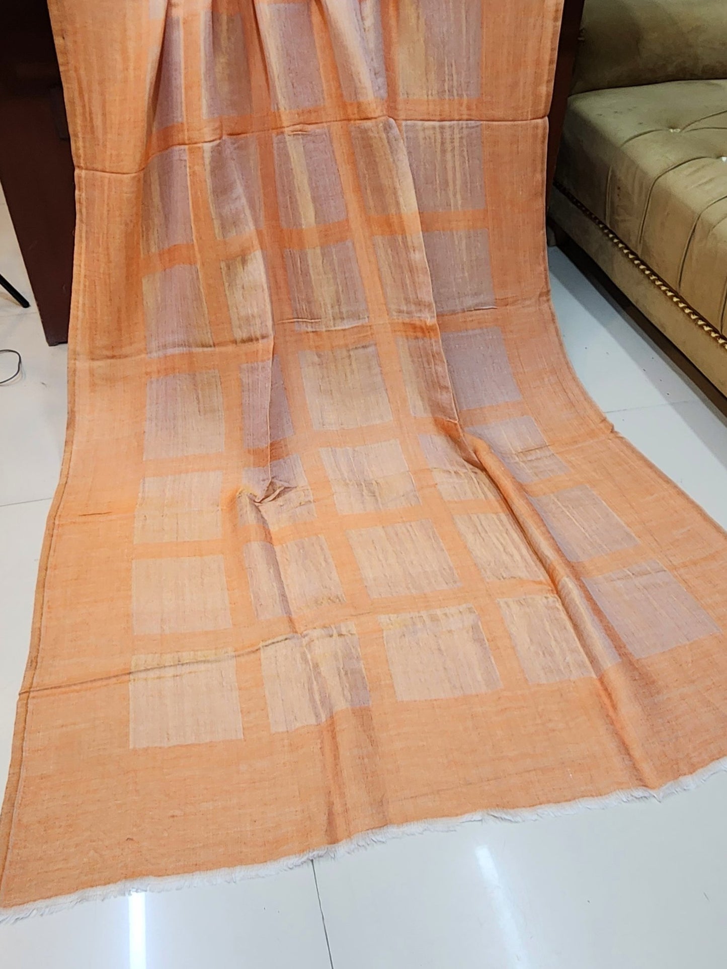 Moonlight Self Toosh Shawl Made in Kashmir Golden Moonlight Perfect Gift For Winters | Peach