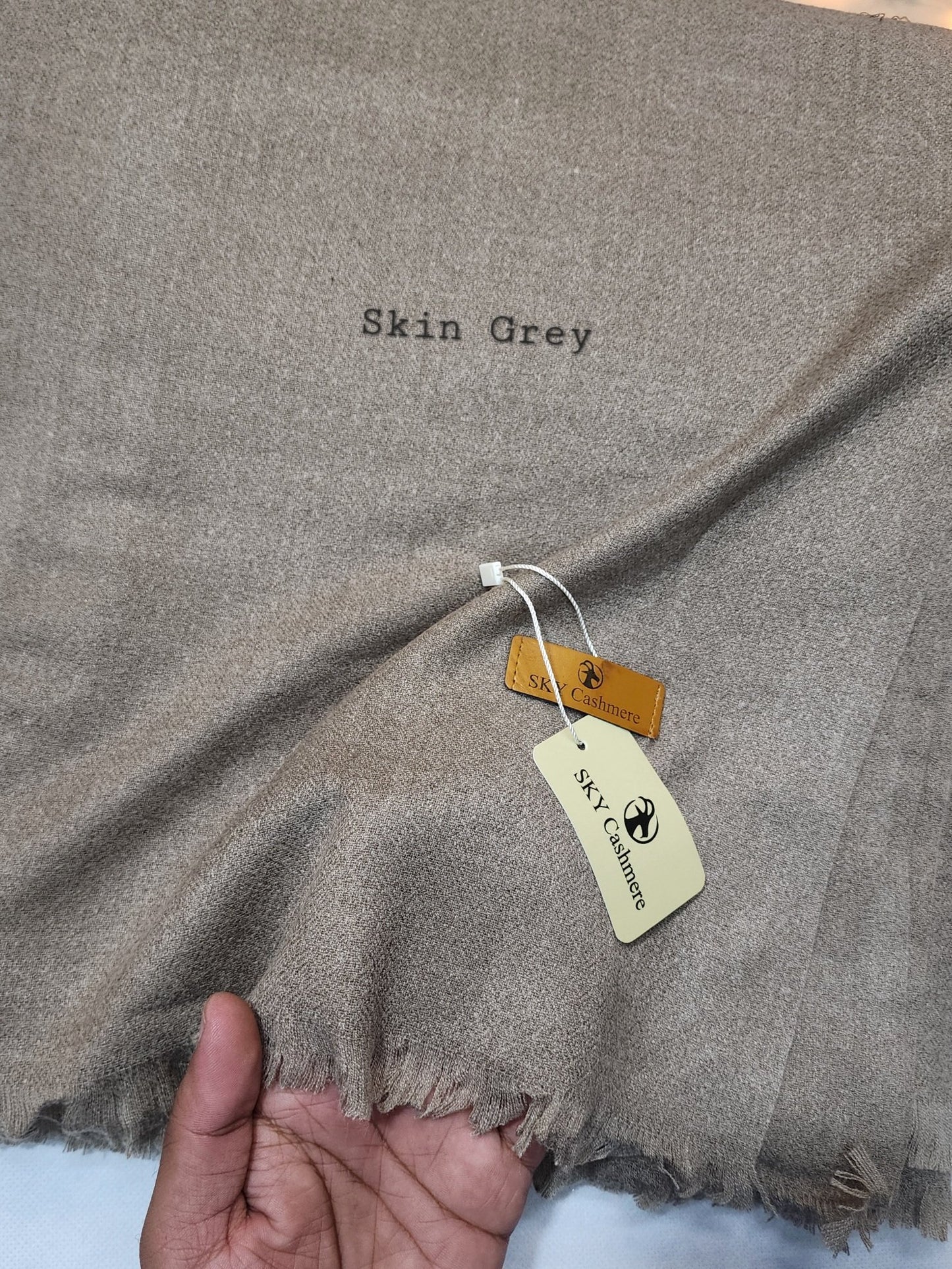 Sky Cashmere Plain Pashmina Full Size Shawl Perfect Soft Material for Winter | Skin Grey