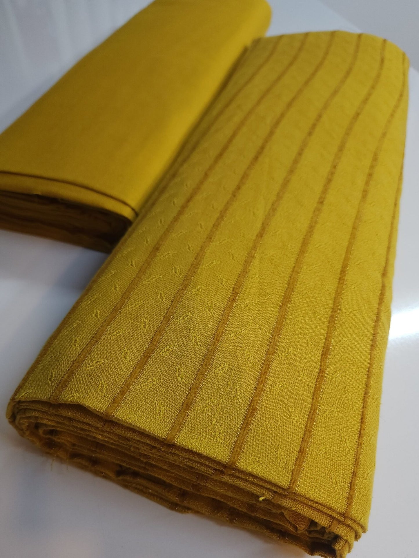 Self Design and Velvet Lining Suit Marina Suit 2 Pc | Perfect Winter Fabric 6 Yards | Mustard