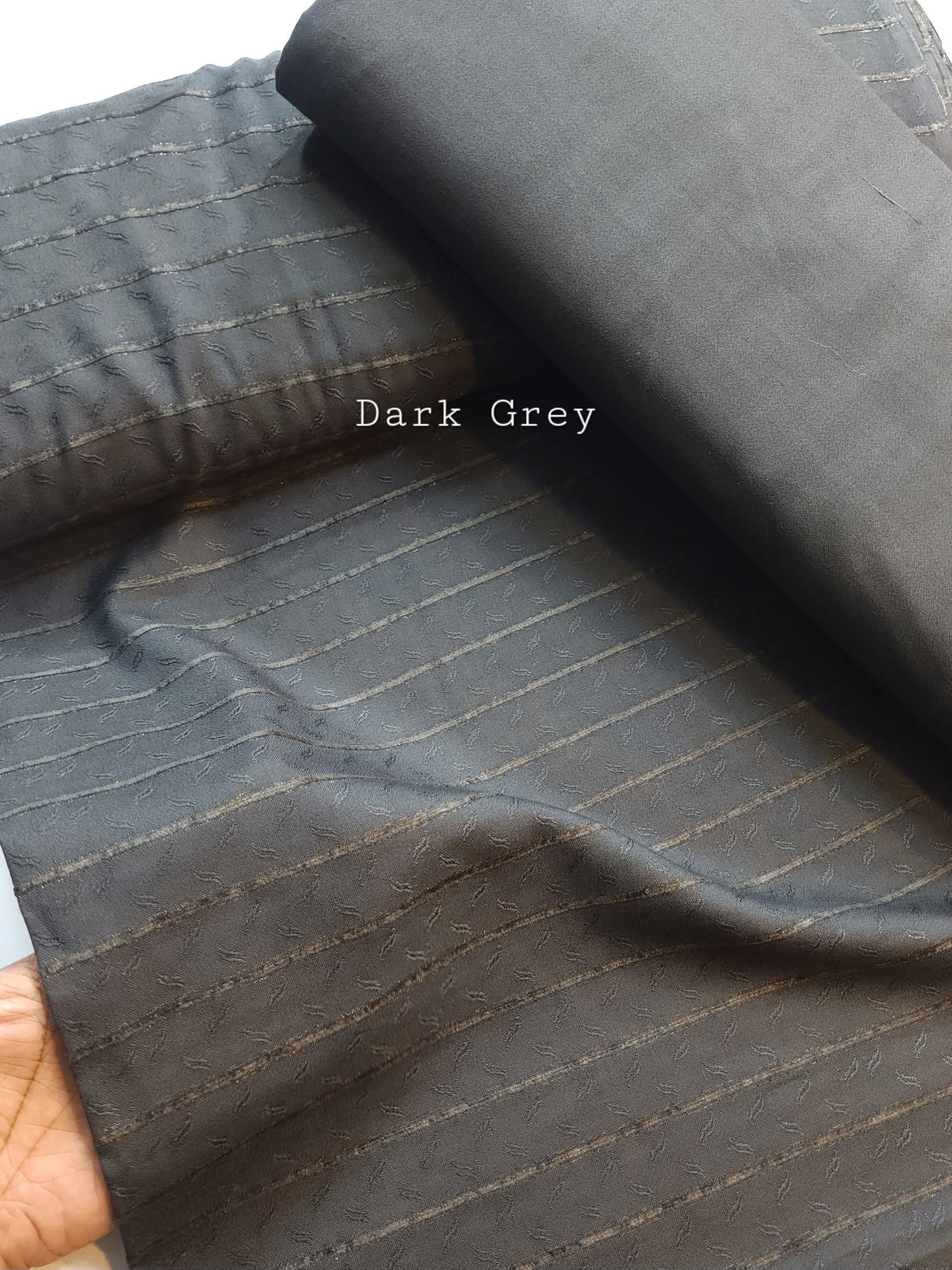 Self Design and Velvet Lining Suit Marina Suit 2 Pc | Perfect Winter Fabric 6 Yards | Dark Grey