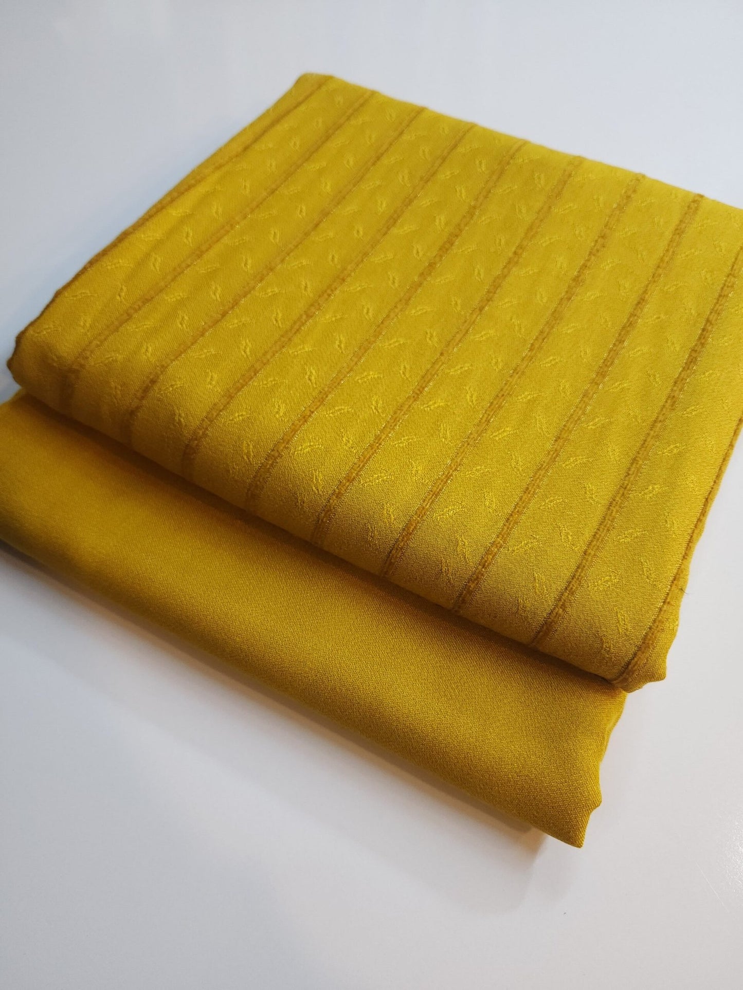 Self Design and Velvet Lining Suit Marina Suit 2 Pc | Perfect Winter Fabric 6 Yards | Mustard