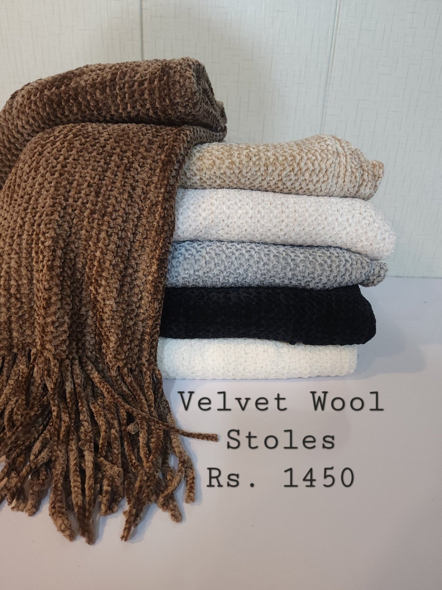 Plain Stole | Velvet Wool Plain Stole New Arrival Sale Price and Perfect Gift For Winters | White