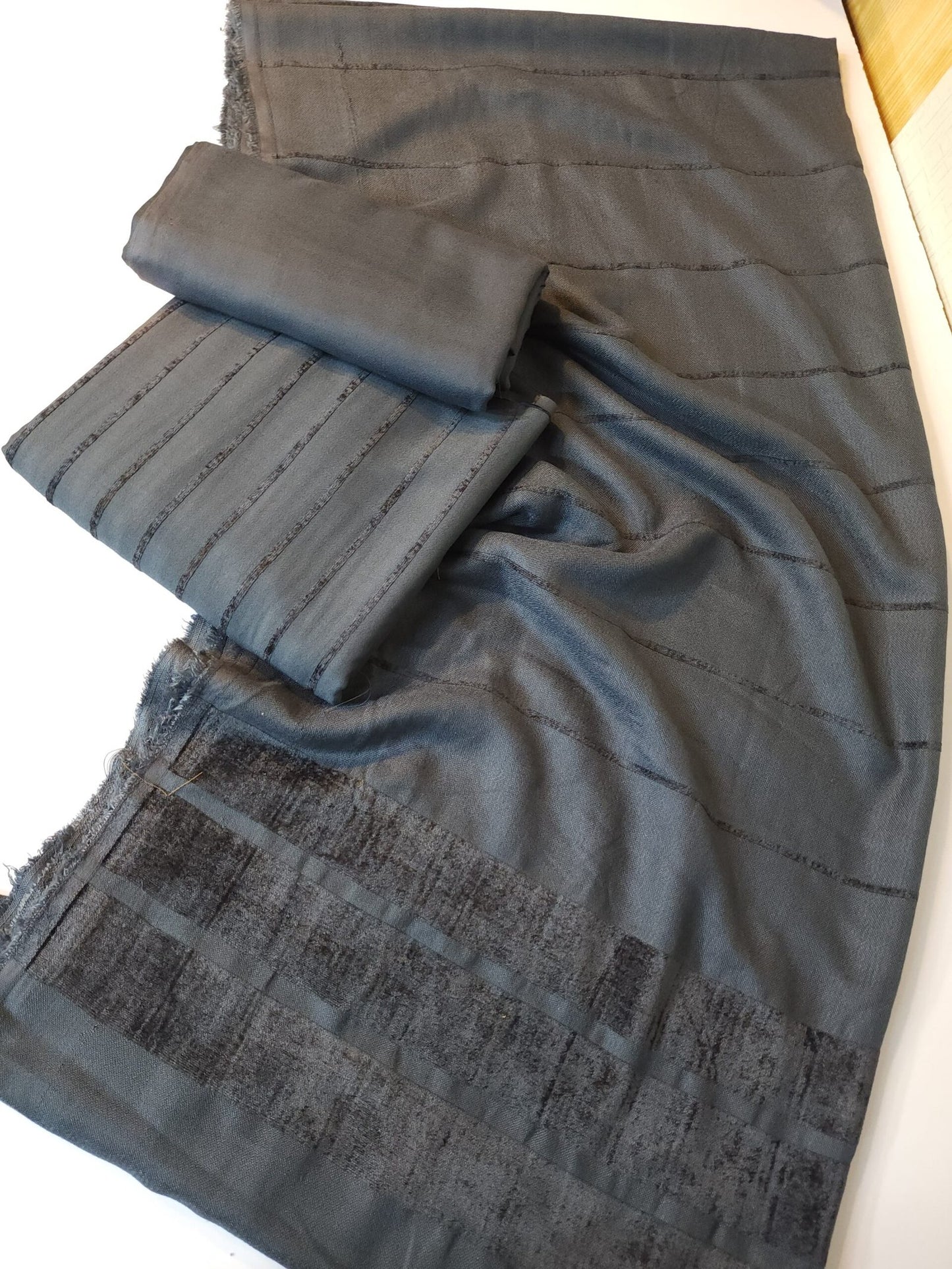 3 Piece Suit | Velvet Lining Marina Suit Allover With Shawl | New Arrival Beautiful Gift | Dark Grey