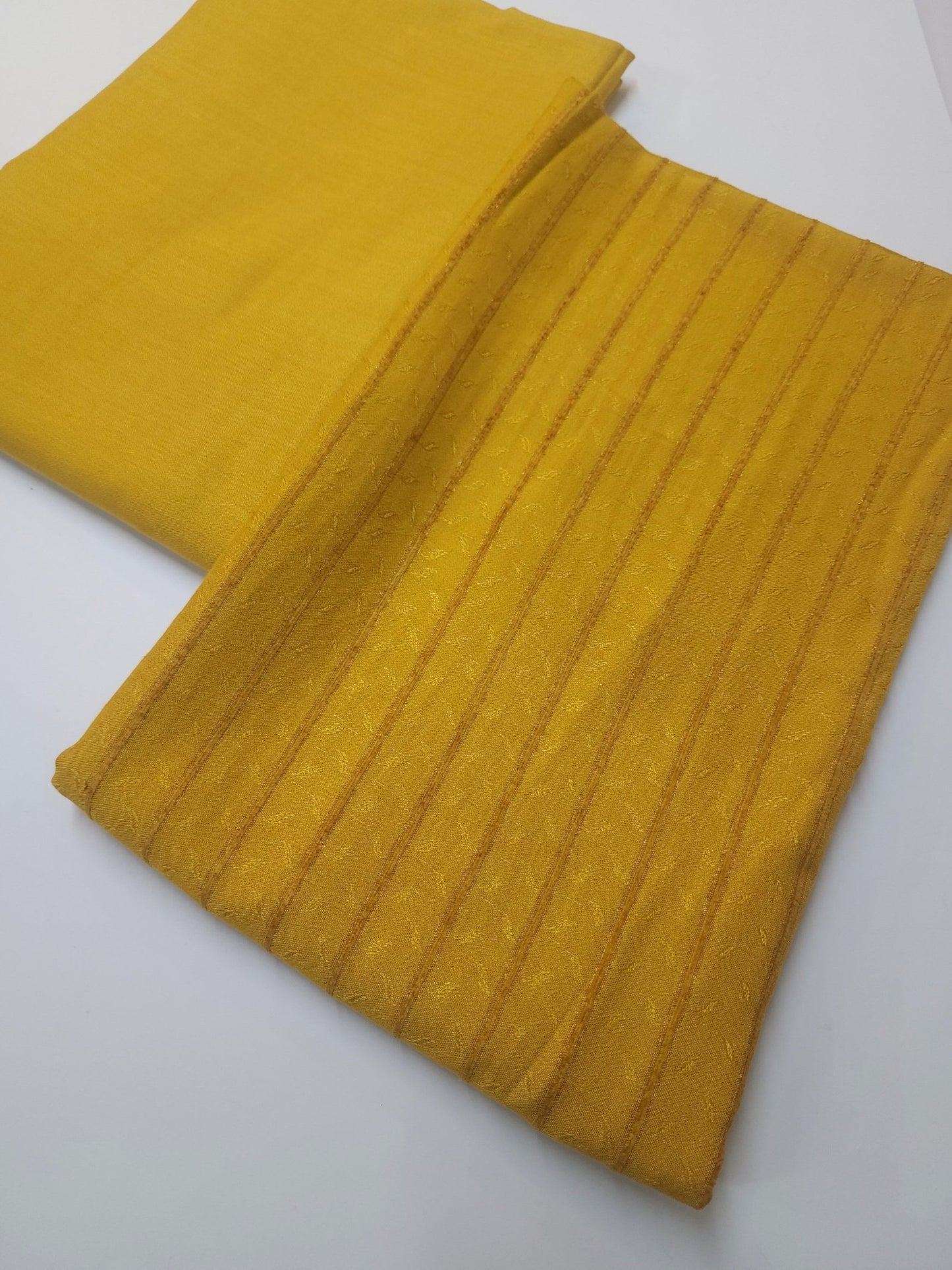 Self Design and Velvet Lining Suit Marina Suit 2 Pc | Perfect Winter Fabric 6 Yards | Mustard