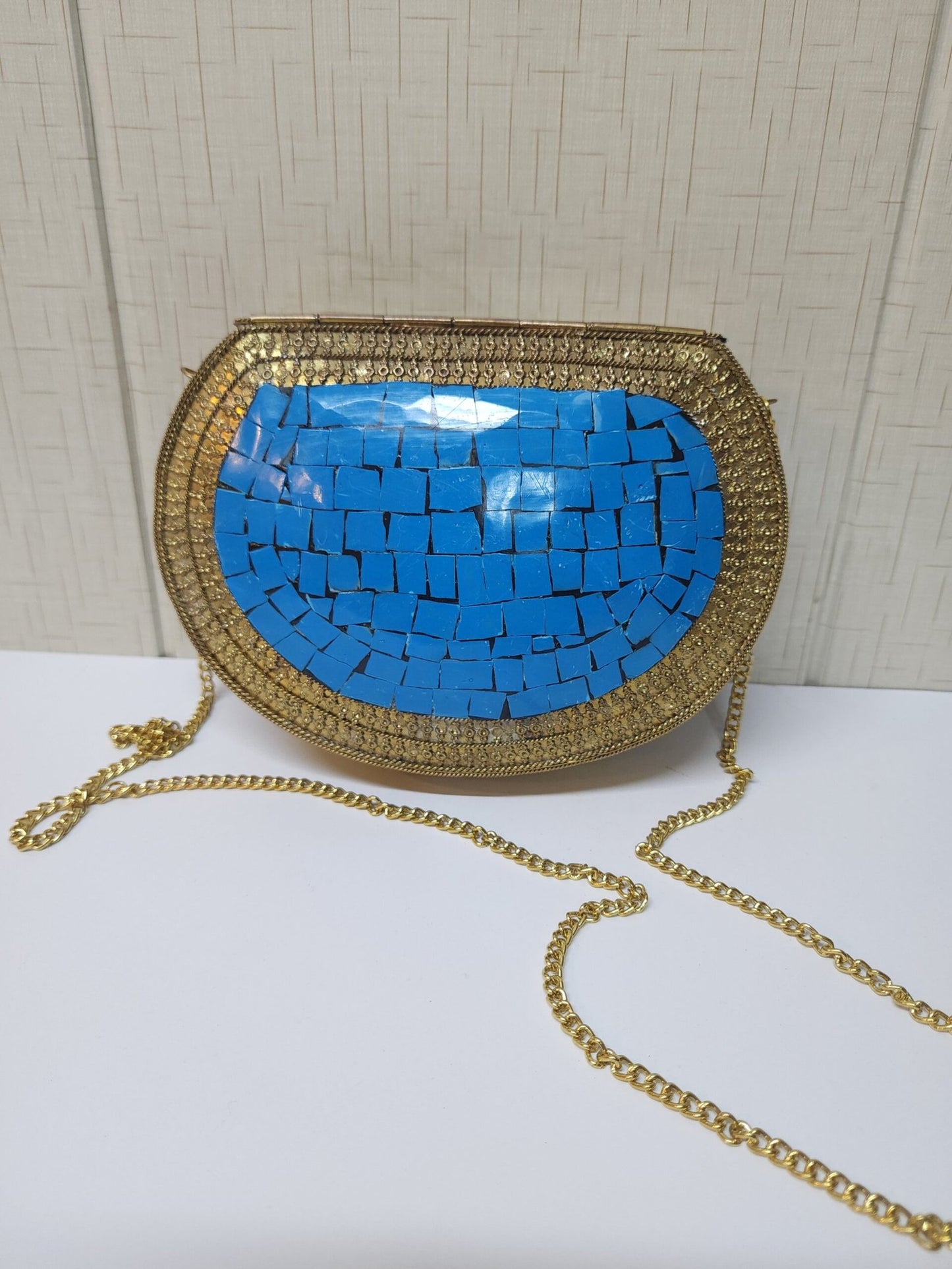 Metal Clutch Large Handmade Stonework Antique Details Perfect Gift | Ferozi