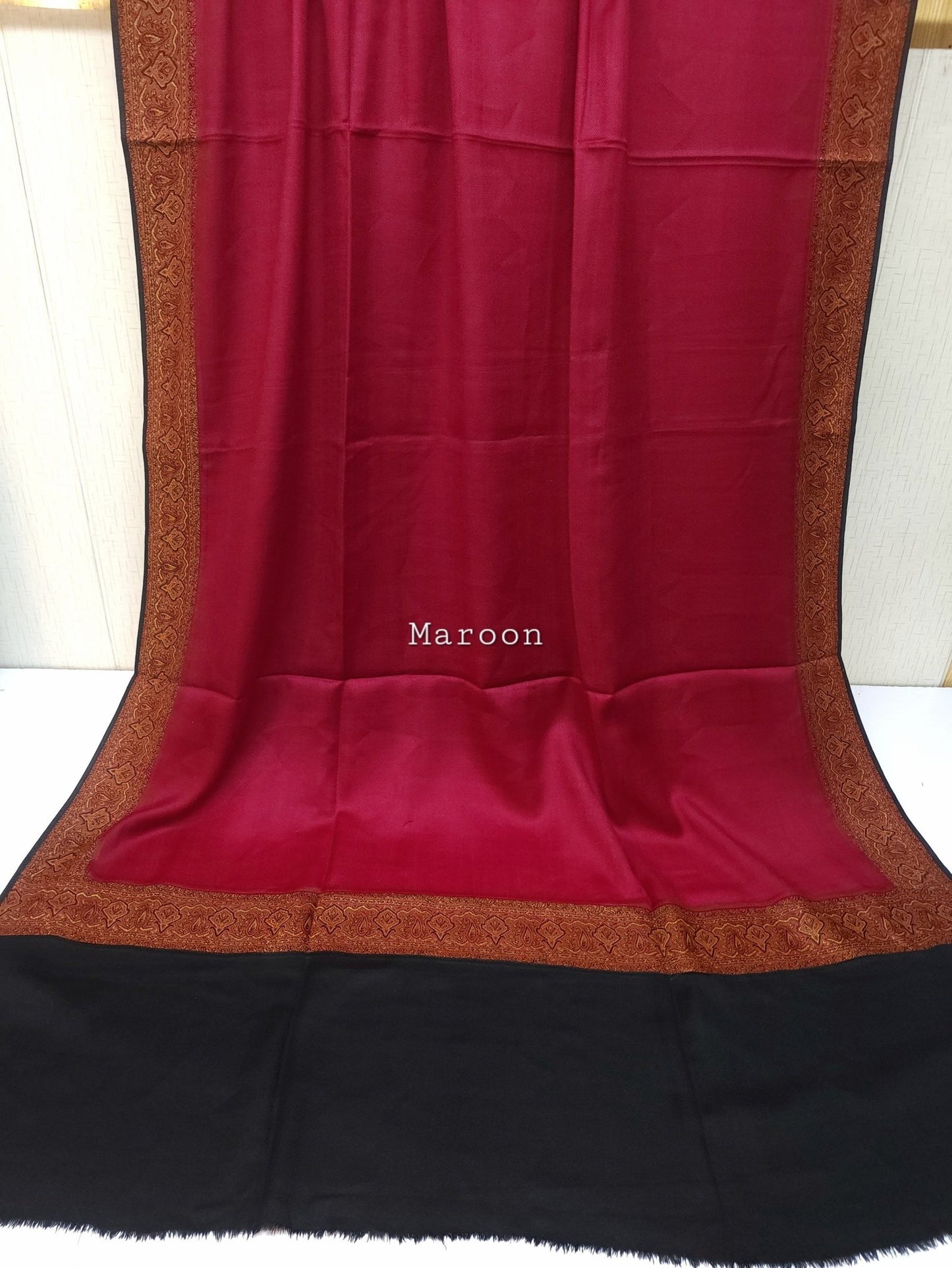 Kani Border Pashmina Shawl | Perfect Gift Item in Sale Price | Maroon