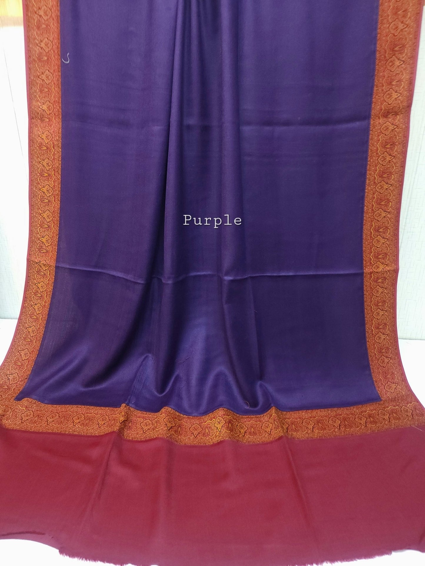 Kani Border Pashmina Shawl | Perfect Gift Item in Sale Price | Purple