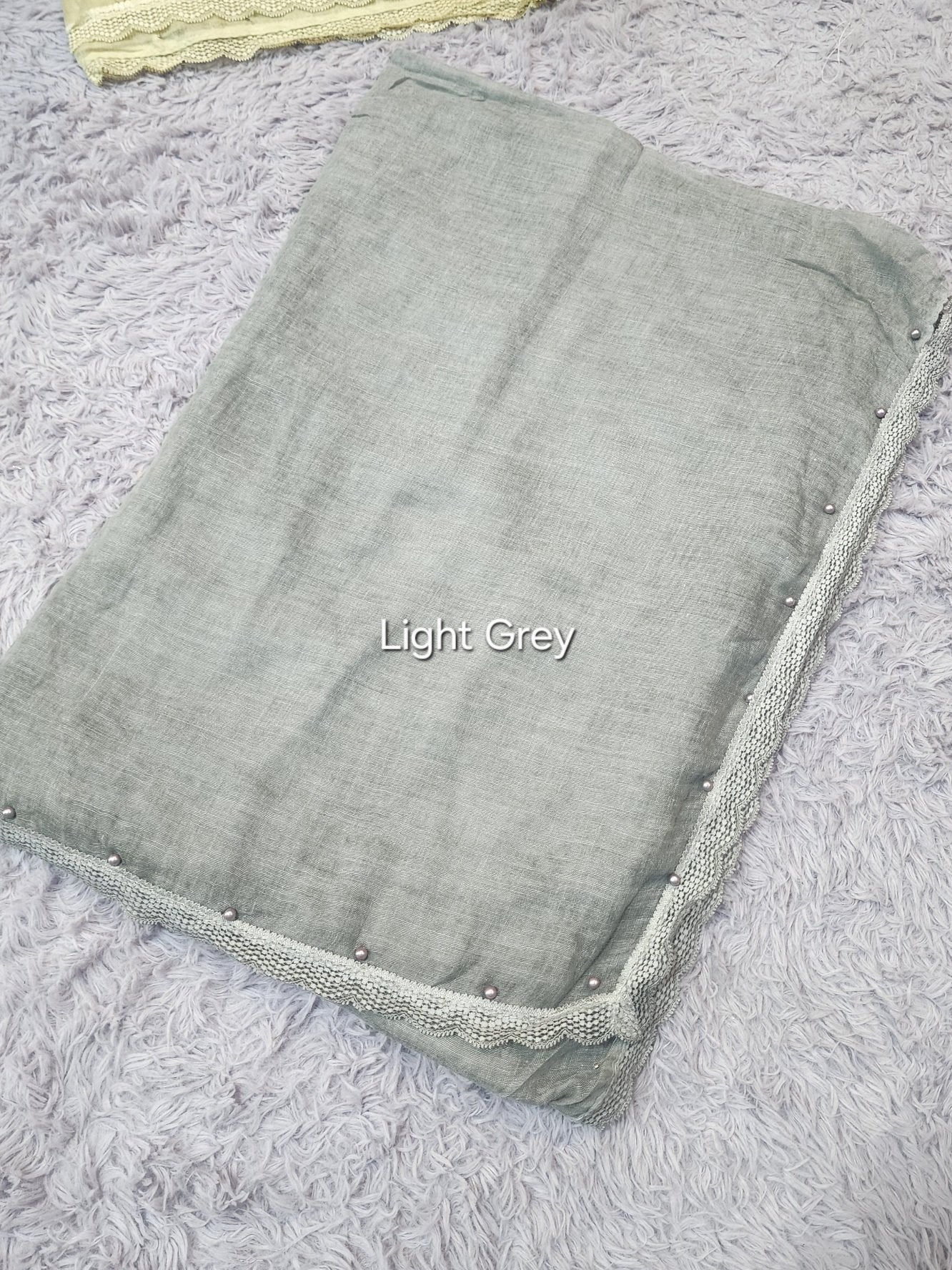Lawn Shawl 4 Side Lace Border | Light Grey