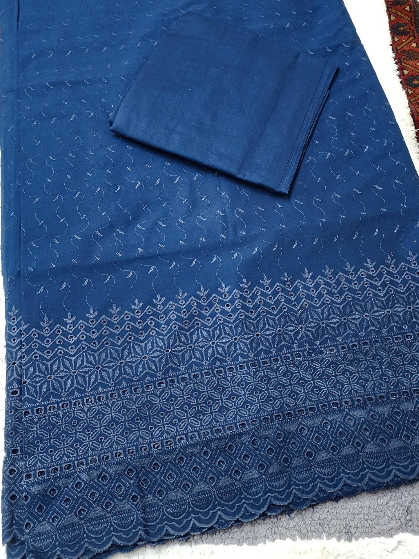 Chikankari Lawn 2 Piece Suit Daman Bore Long Length Suit | Dark Zinc