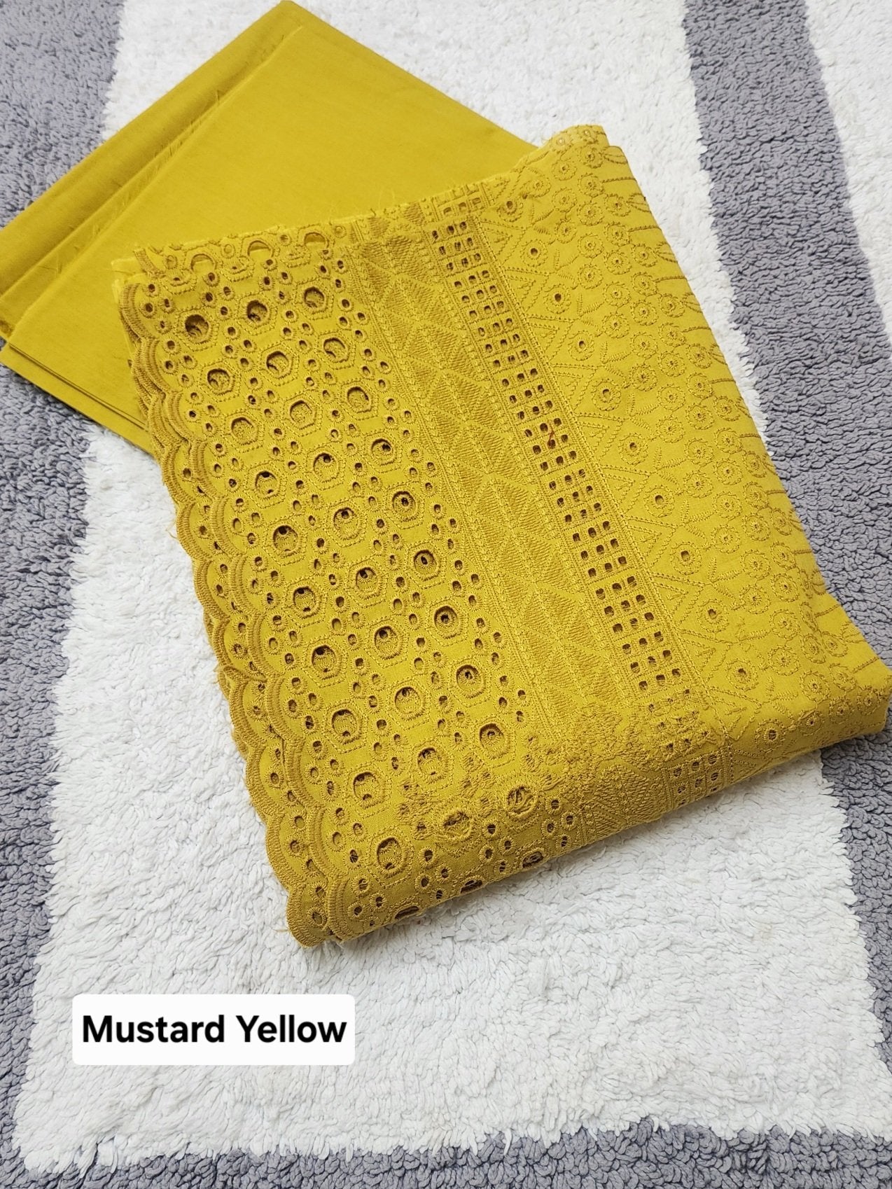 Chikankari Lawn 2 Piece Suit Daman Bore Long Length Suit | Mustard Yellow
