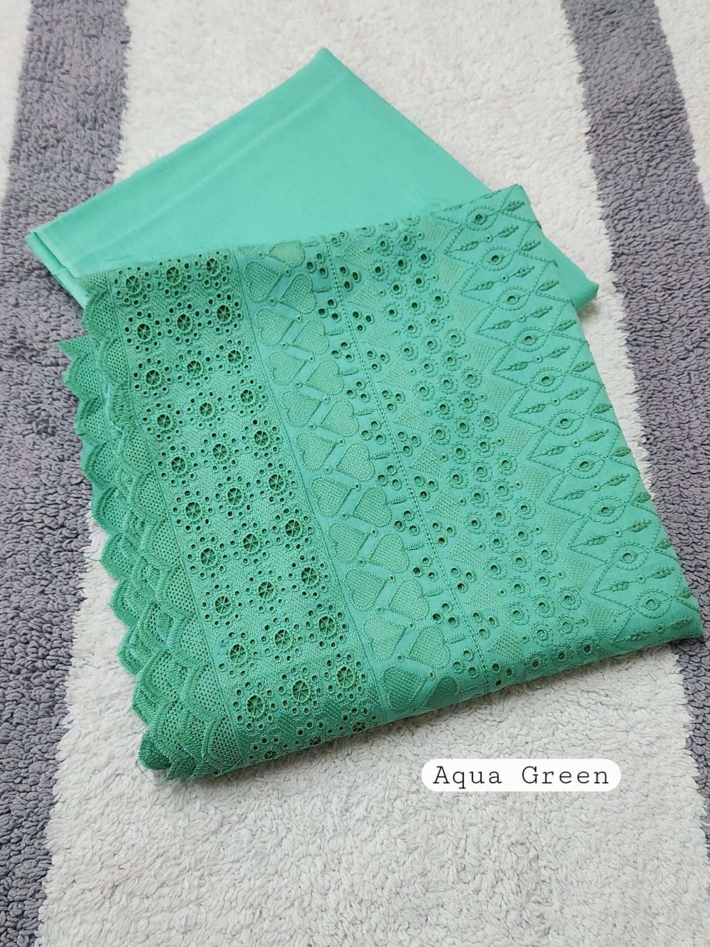 Chikankari Lawn 2 Piece Suit Daman Bore Long Length Suit | Aqua Green