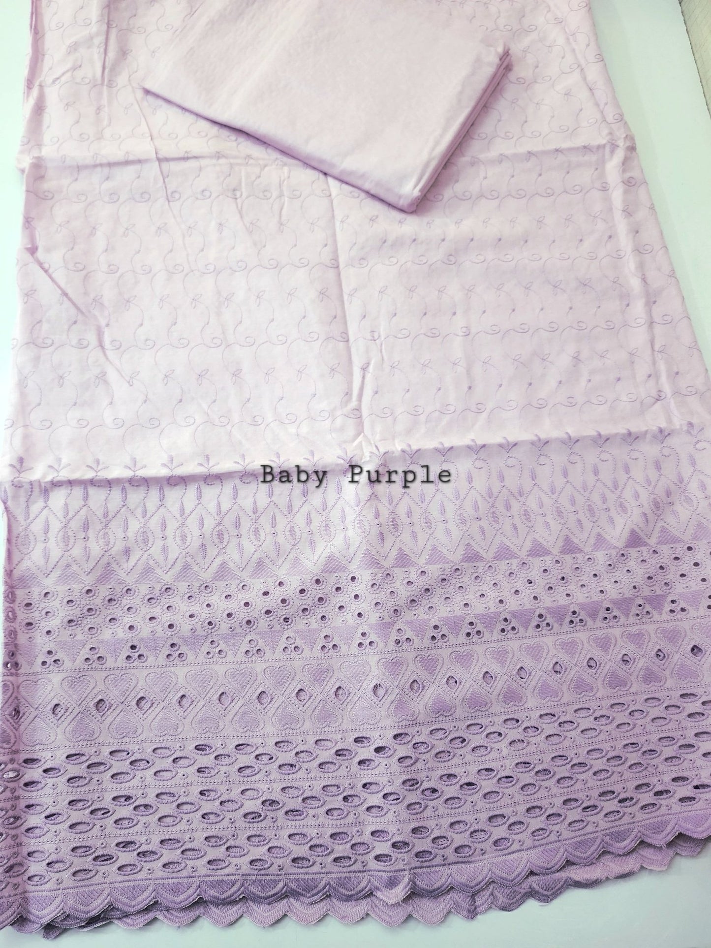 Chikankari Lawn 2 Piece Suit Daman Bore Long Length Suit | Baby Purple
