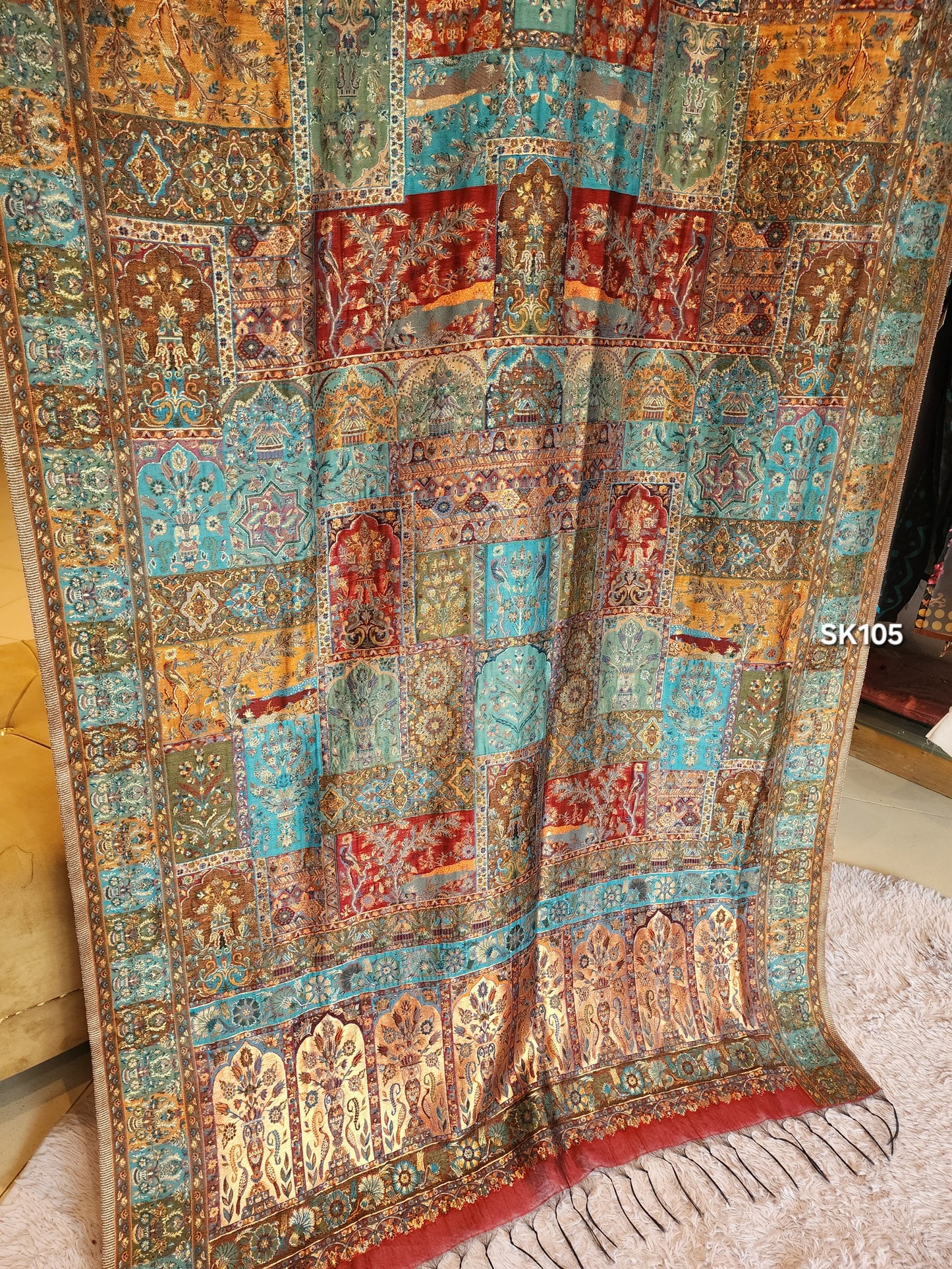 Luxury Kani Silk Shawl, Wedding Wrap Perfect Gift Made in Kashmir | SK105
