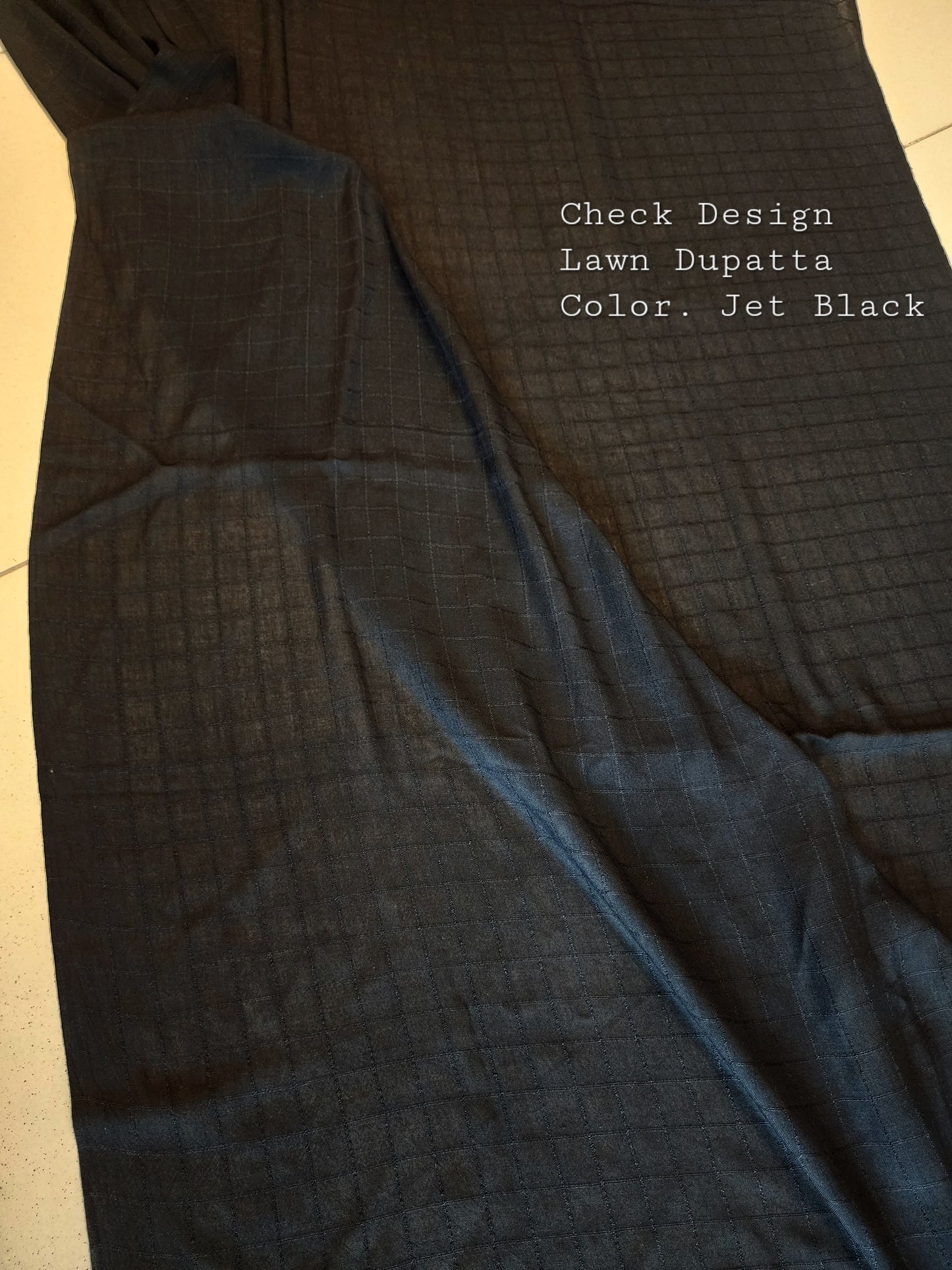 Black Souti Lawn Dupatta 3 Yards | Check Design