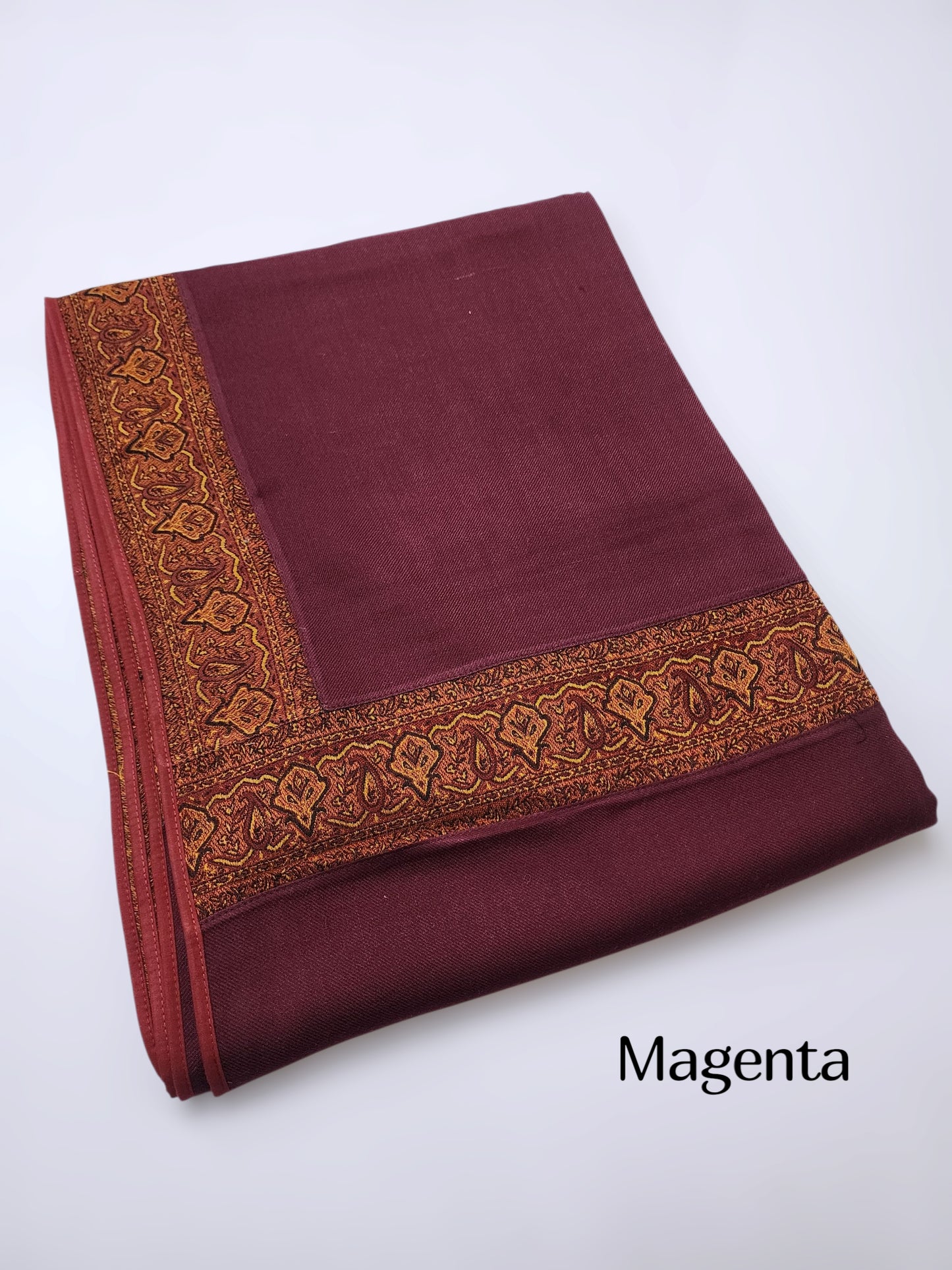 Kani Border Pashmina Shawl | Perfect Gift Item in Sale Price | Magenta