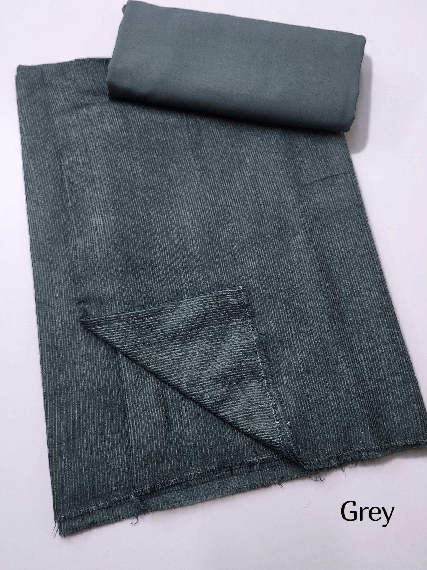 Marina Khaddi Made Velvet Lining Suit | 2 Piece 6 Yards Suit Perfect Gift | Grey