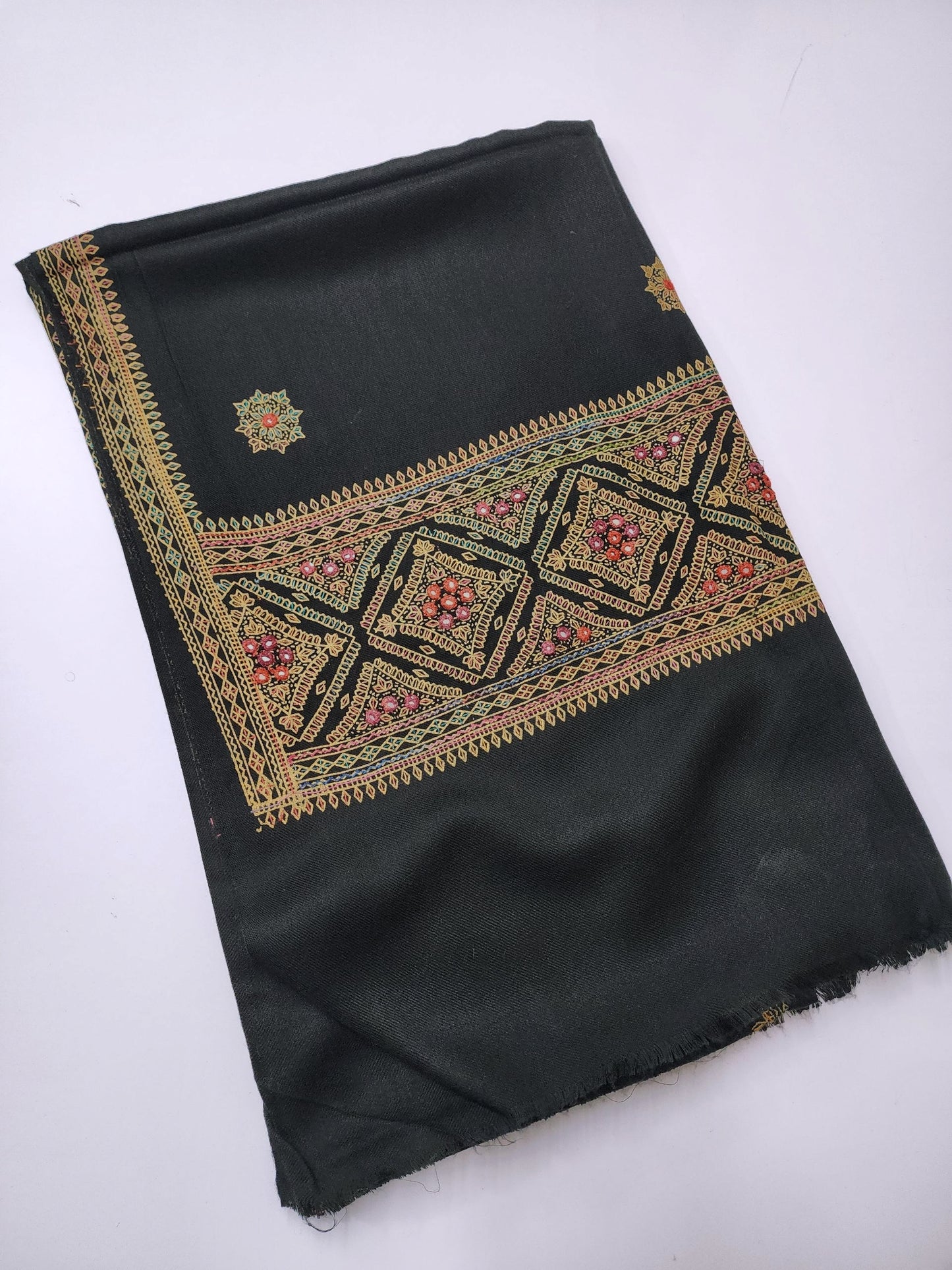 Pashmina Shawl | Hand Embroidery Mirror Work Beautiful Shawl in Sale | Black