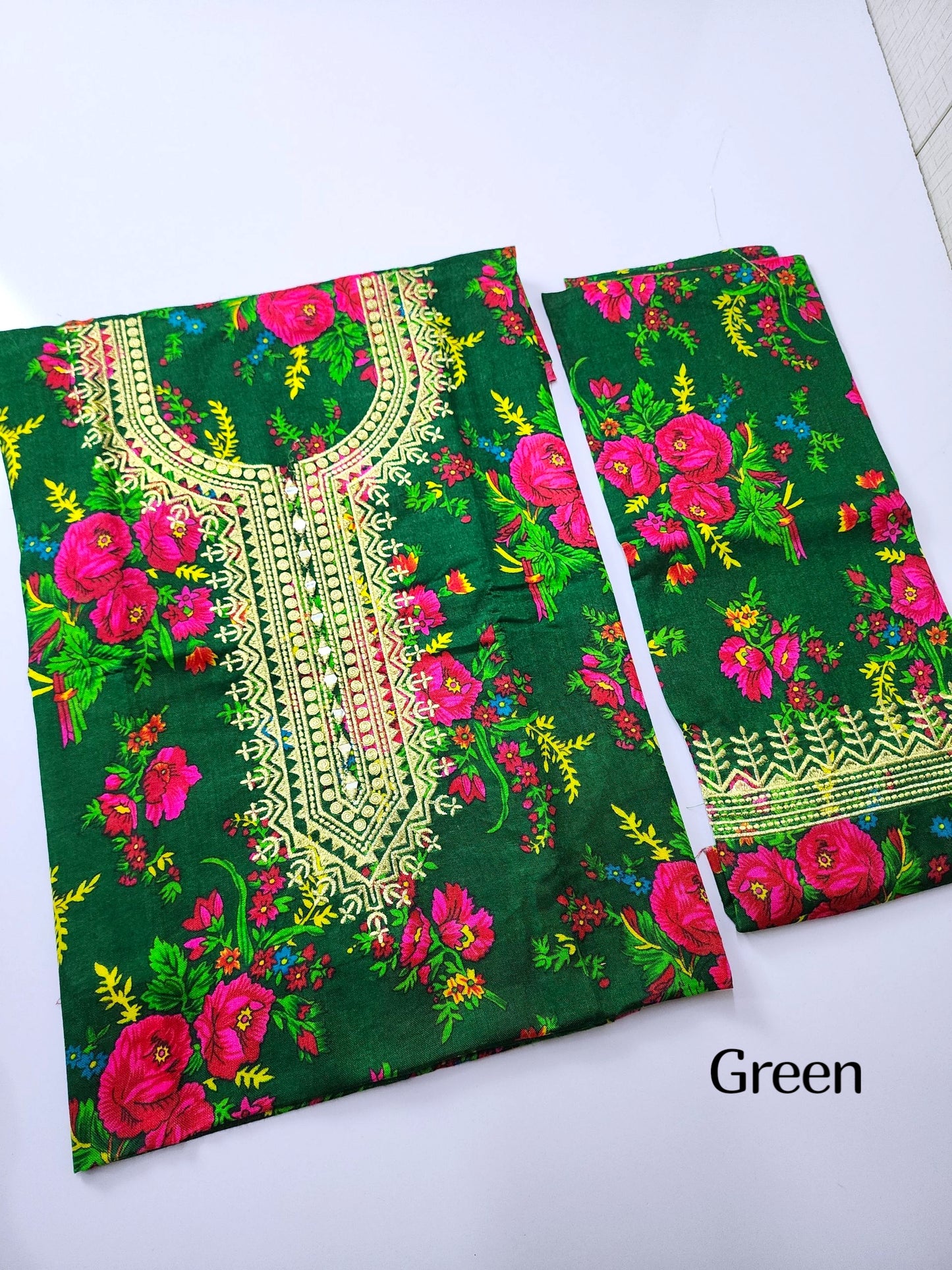 Tropical Marina Embroidered 2 Piece Suit | Green