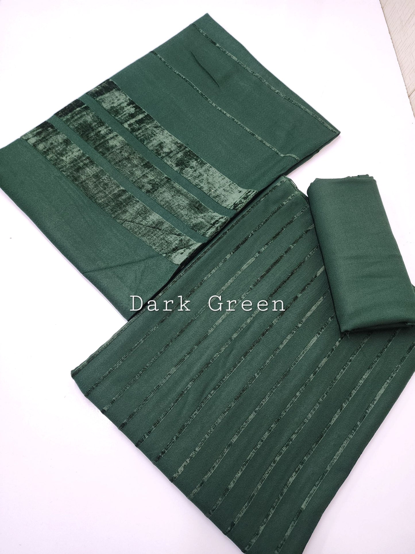 3 Piece Suit | Velvet Lining Marina Suit Allover With Shawl | New Arrival Beautiful Gift | Dark Green