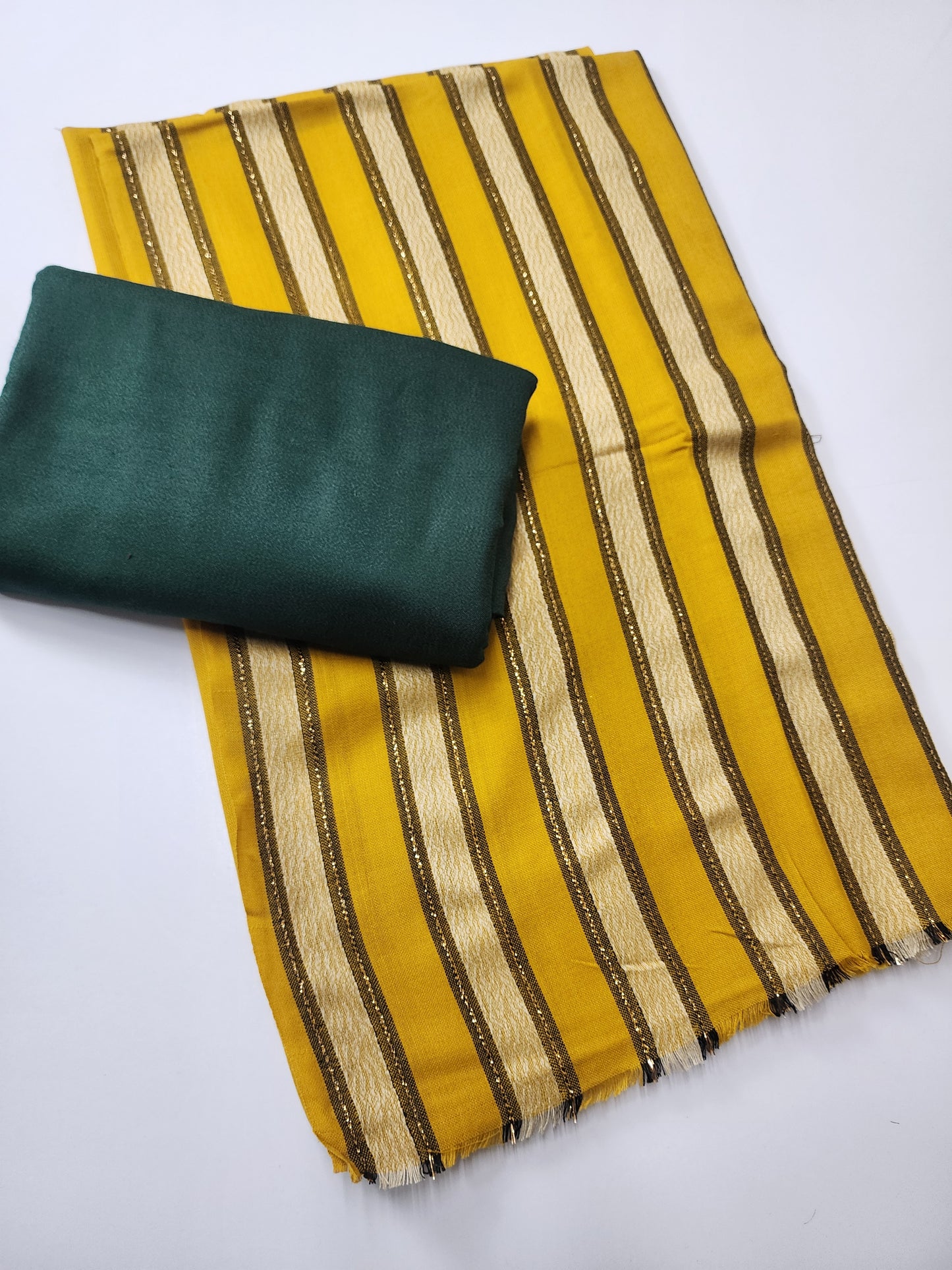3 Piece Suit | Plain Marina Suit With Pashmina Lining Shawl Perfect Gift | Dark Green