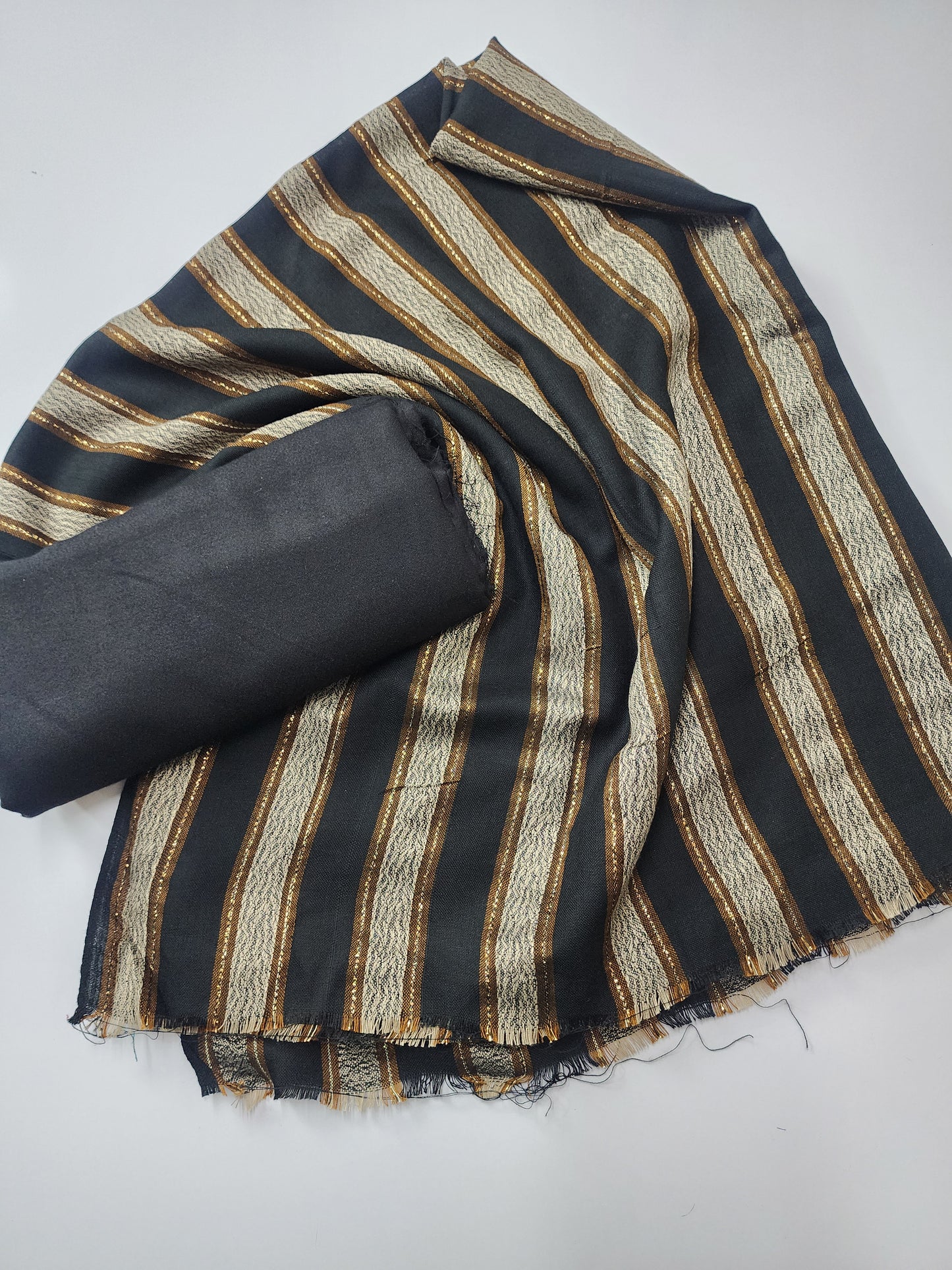 3 Piece Suit | Plain Marina Suit With Pashmina Lining Shawl Perfect Gift | Black