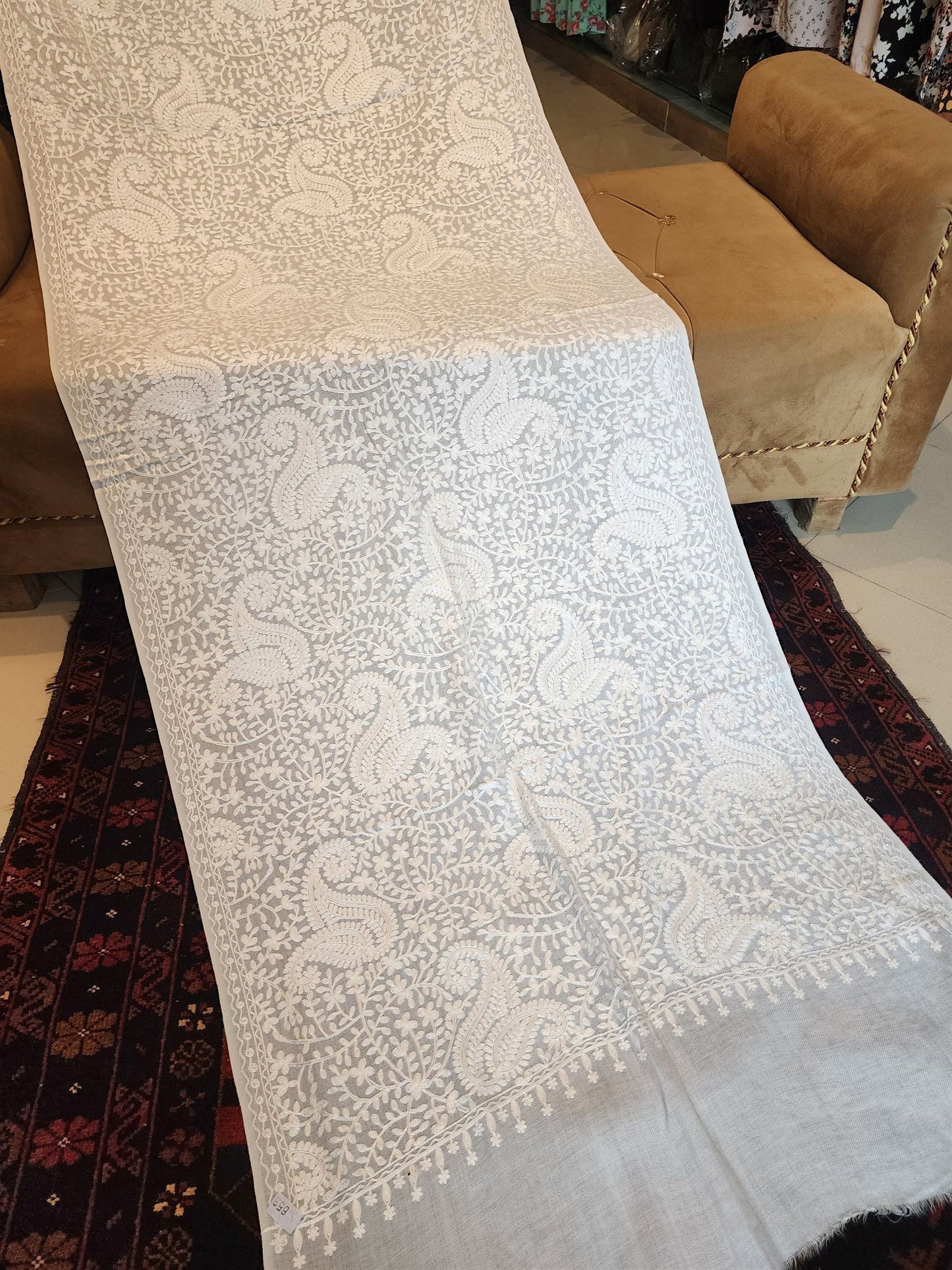 Pashmina Stole Full Embroidery Kashmiri Work in Sale Price perfect Gift 80x28 inches SK101