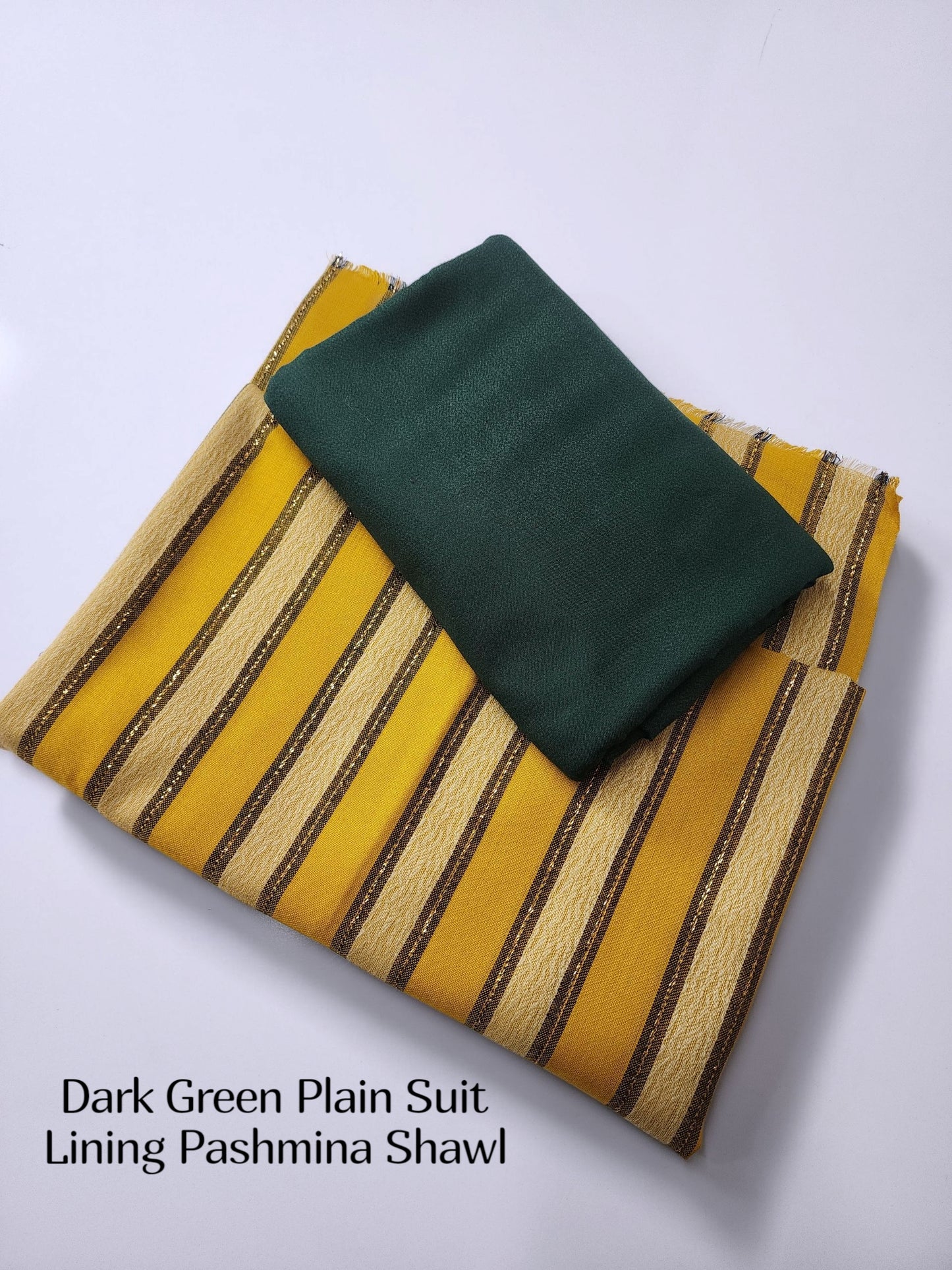3 Piece Suit | Plain Marina Suit With Pashmina Lining Shawl Perfect Gift | Dark Green
