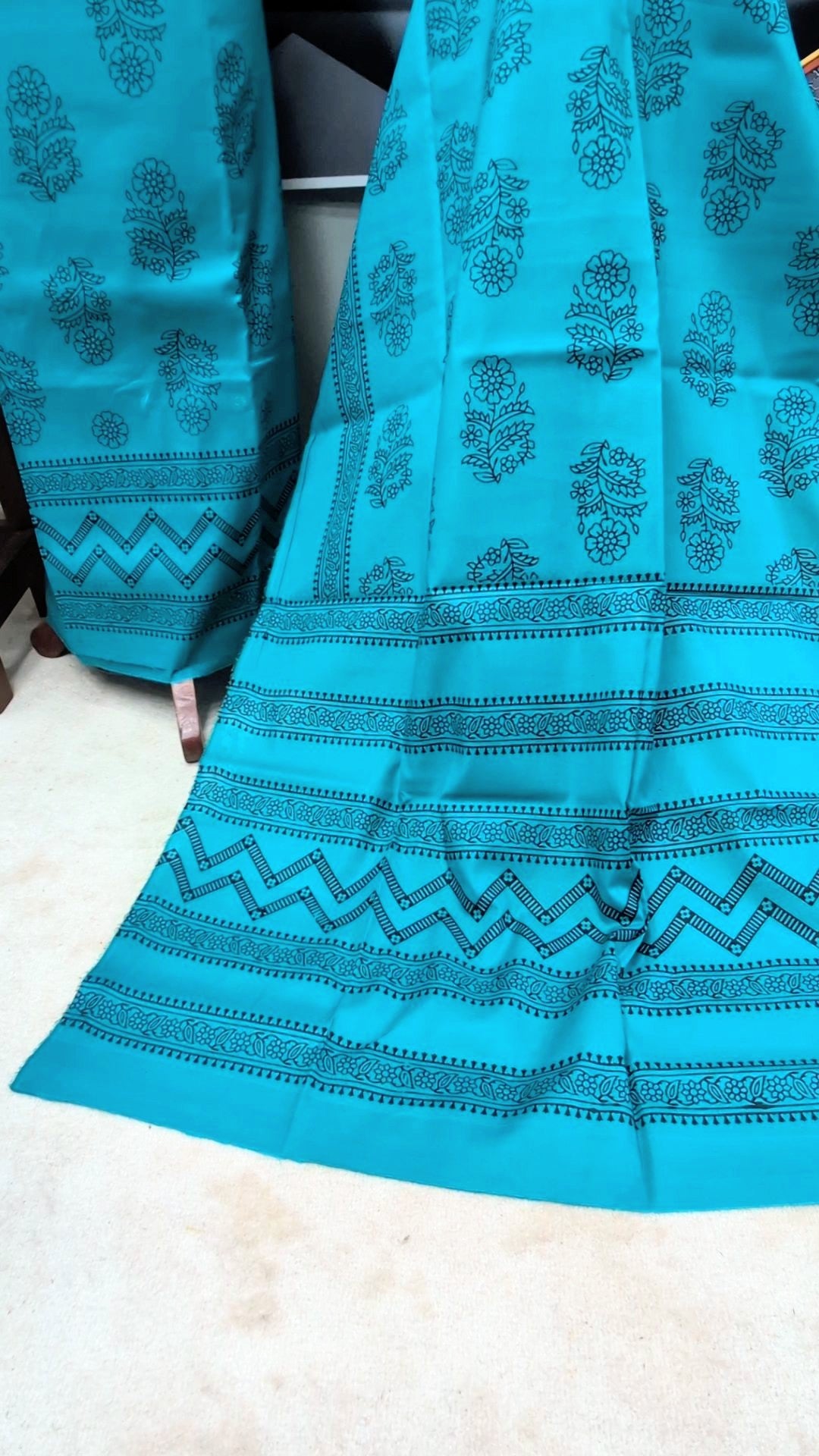 Hand Block Print Lawn 3 Piece Suit Ajrak Style Pure Lawn | Ferozi