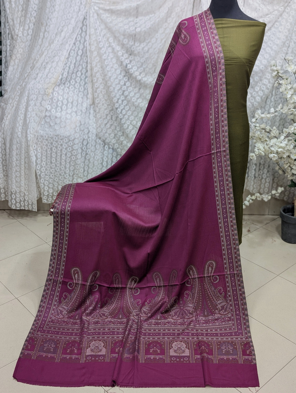 3 Piece Kani Shawl Suit | Plain Marina Suit With Kani Pashmina Shawl Perfect Gift