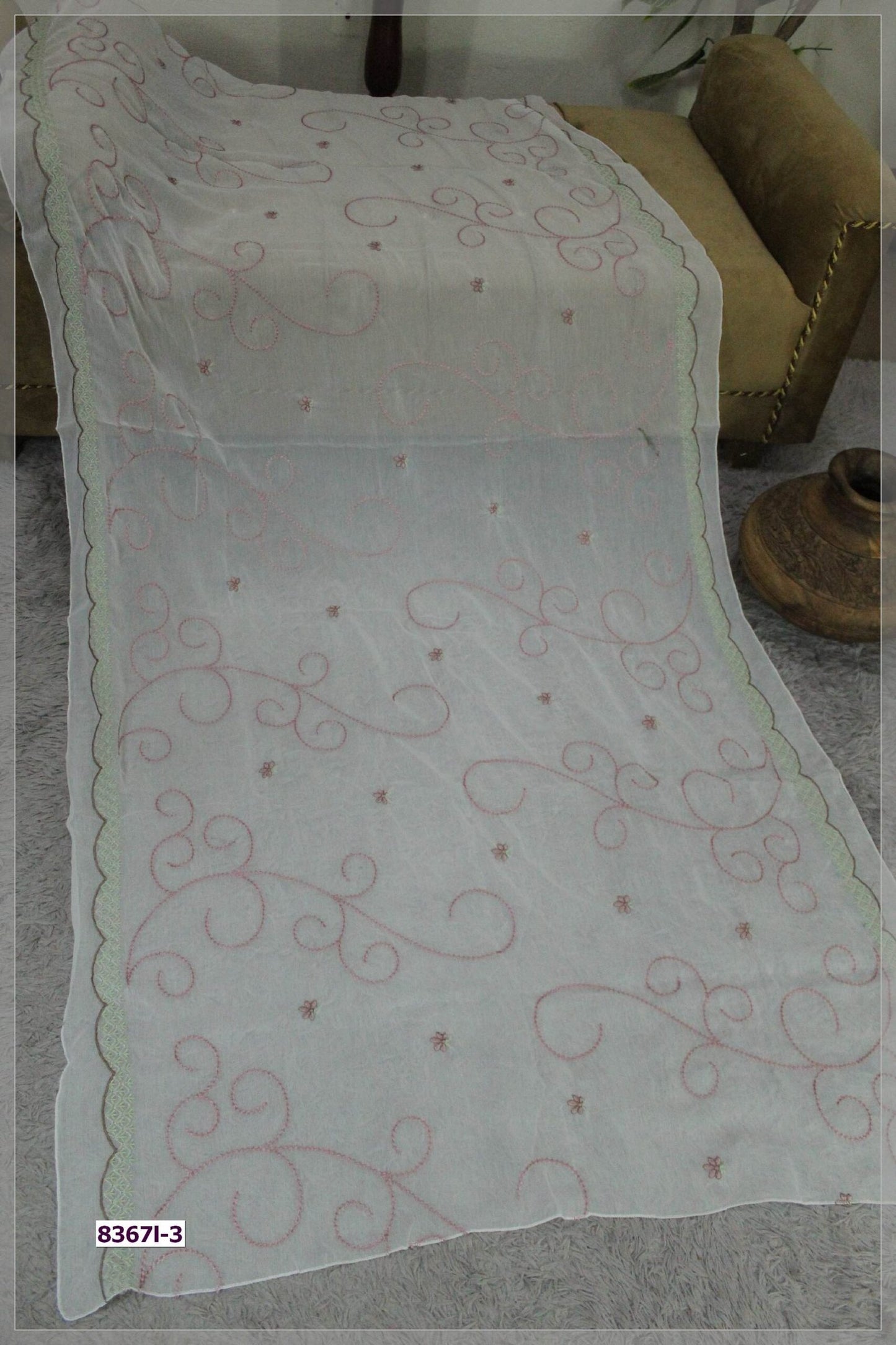 Pure Crinkle Chiffon Embroidered Dupatta