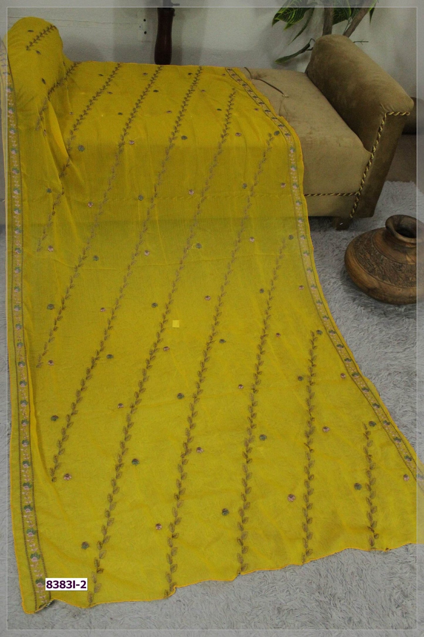 Pure Crinkle Chiffon Embroidered Dupatta