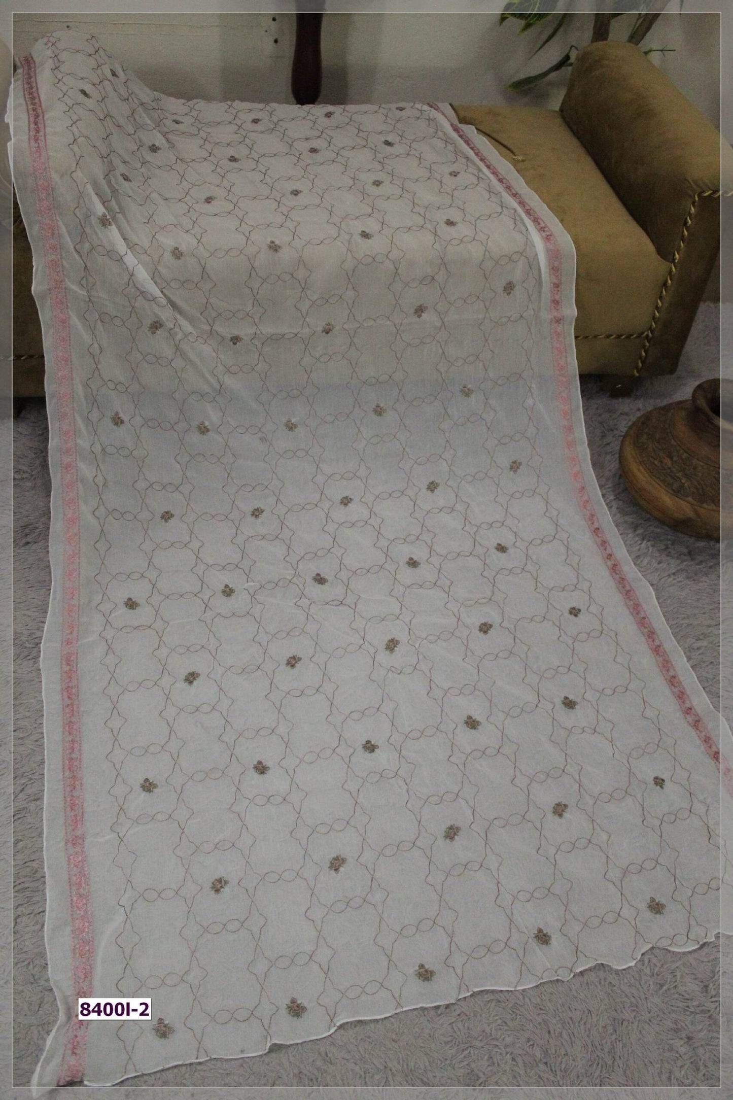 Pure Crinkle Chiffon Embroidered Dupatta