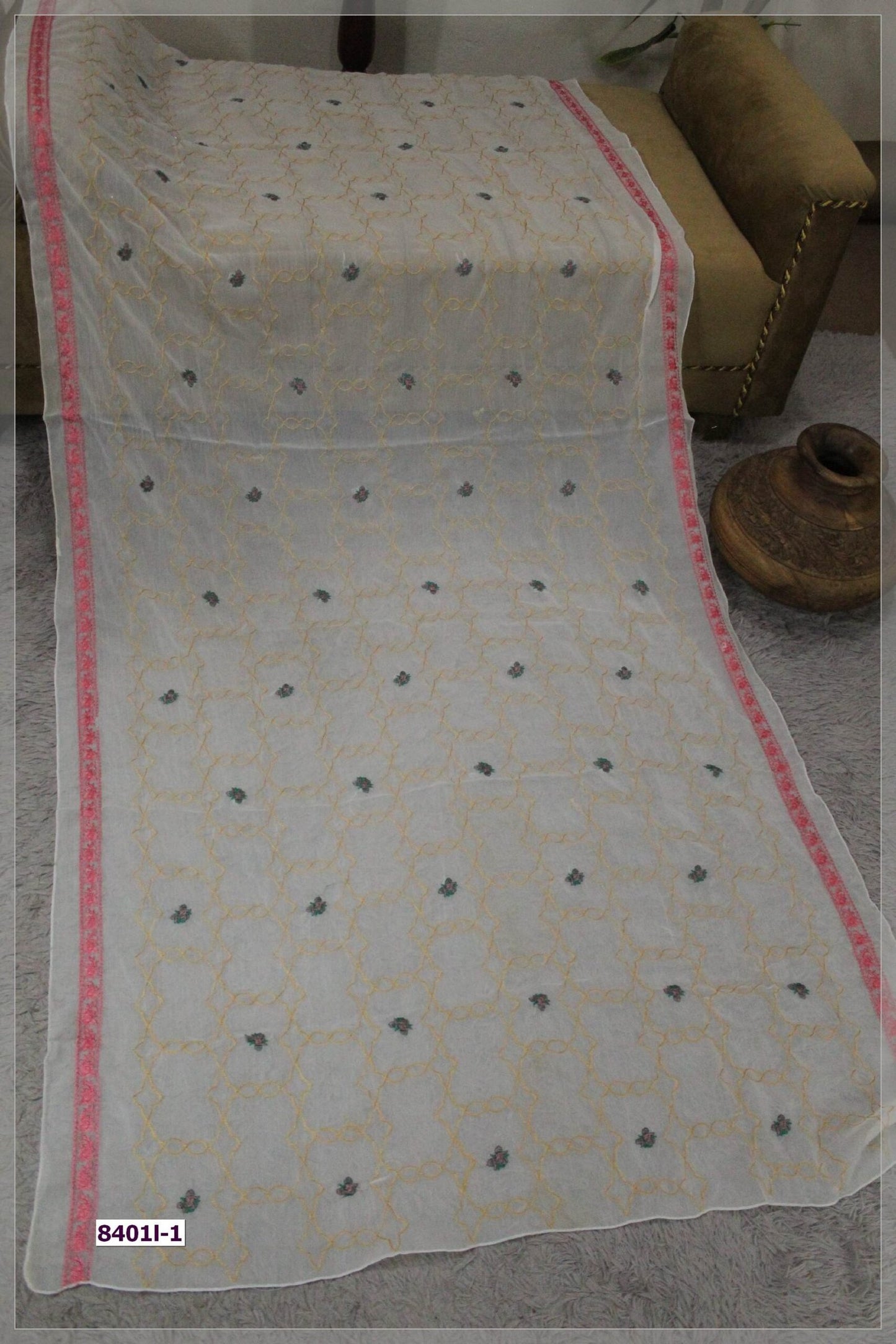 Pure Crinkle Chiffon Embroidered Dupatta