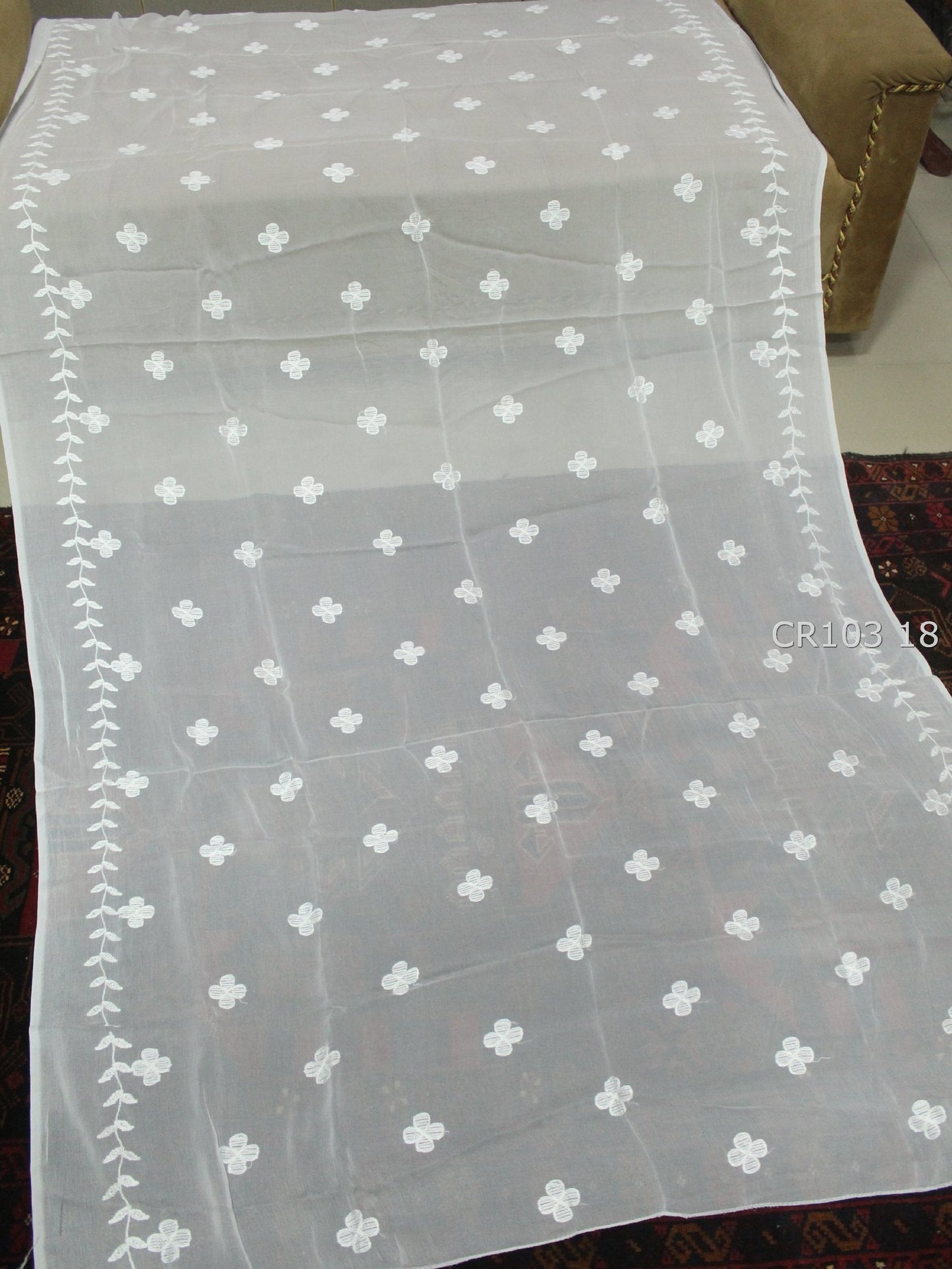 Crinkle Chiffon Dyeable Embroidered Dupatta