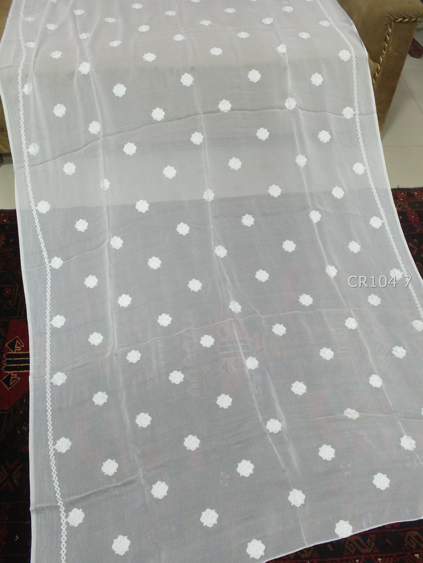 Crinkle Chiffon Dyeable Embroidered Dupatta