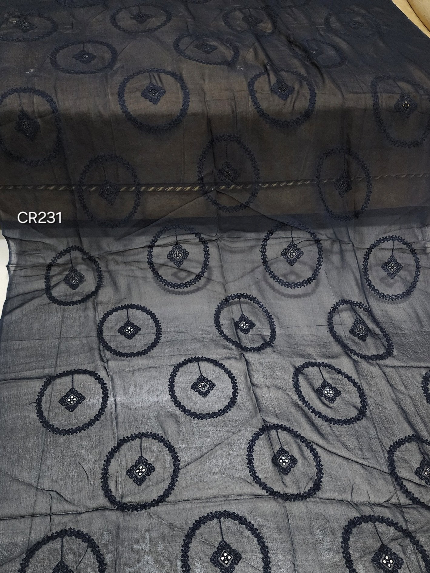 Black Crinkle Chiffon Tarkashi Embroidered Dupatta