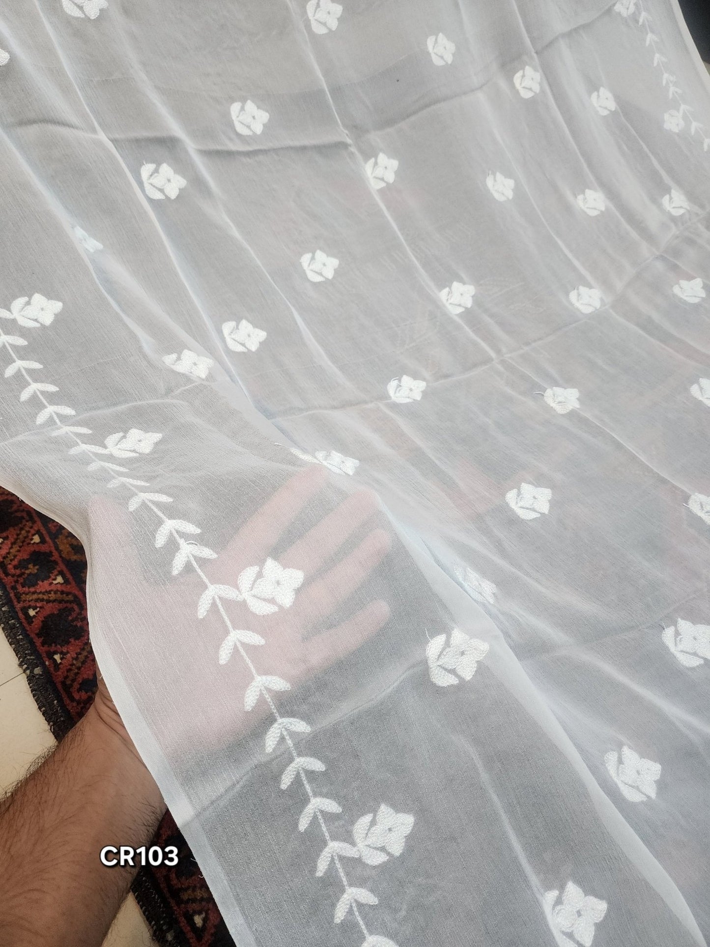 Crinkle Chiffon Dyeable Embroidered Dupatta