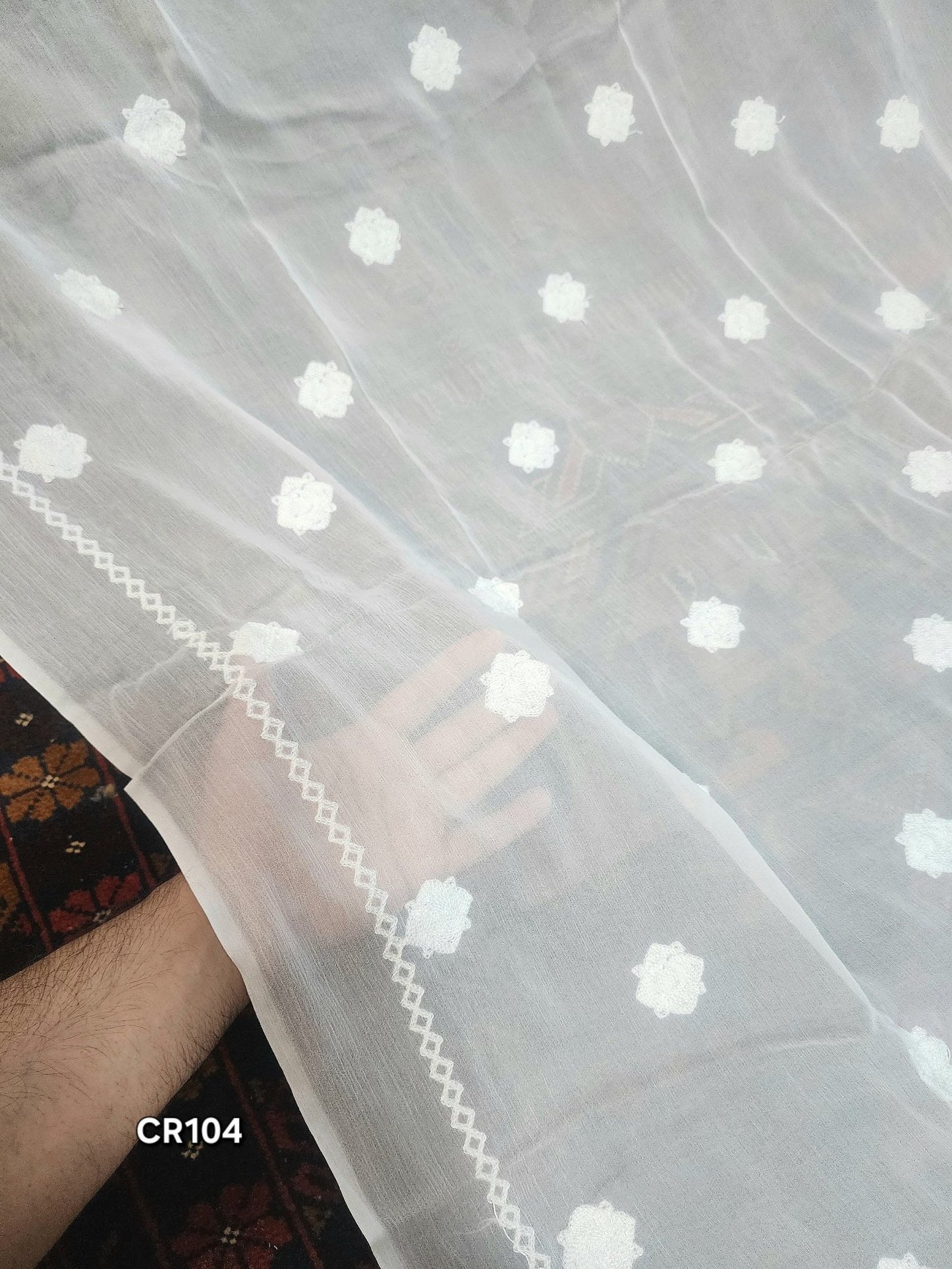 Crinkle Chiffon Dyeable Embroidered Dupatta