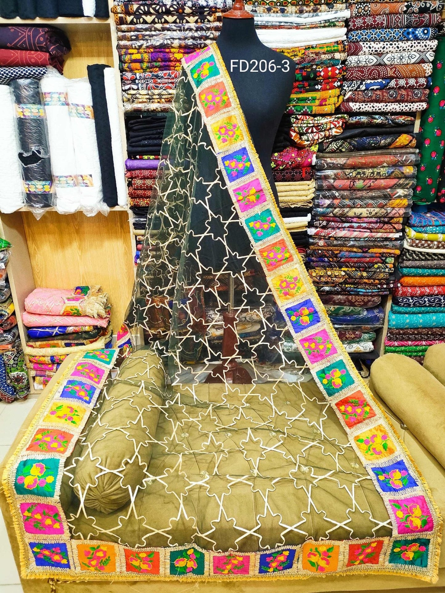 Fancy Net Dupatta Green